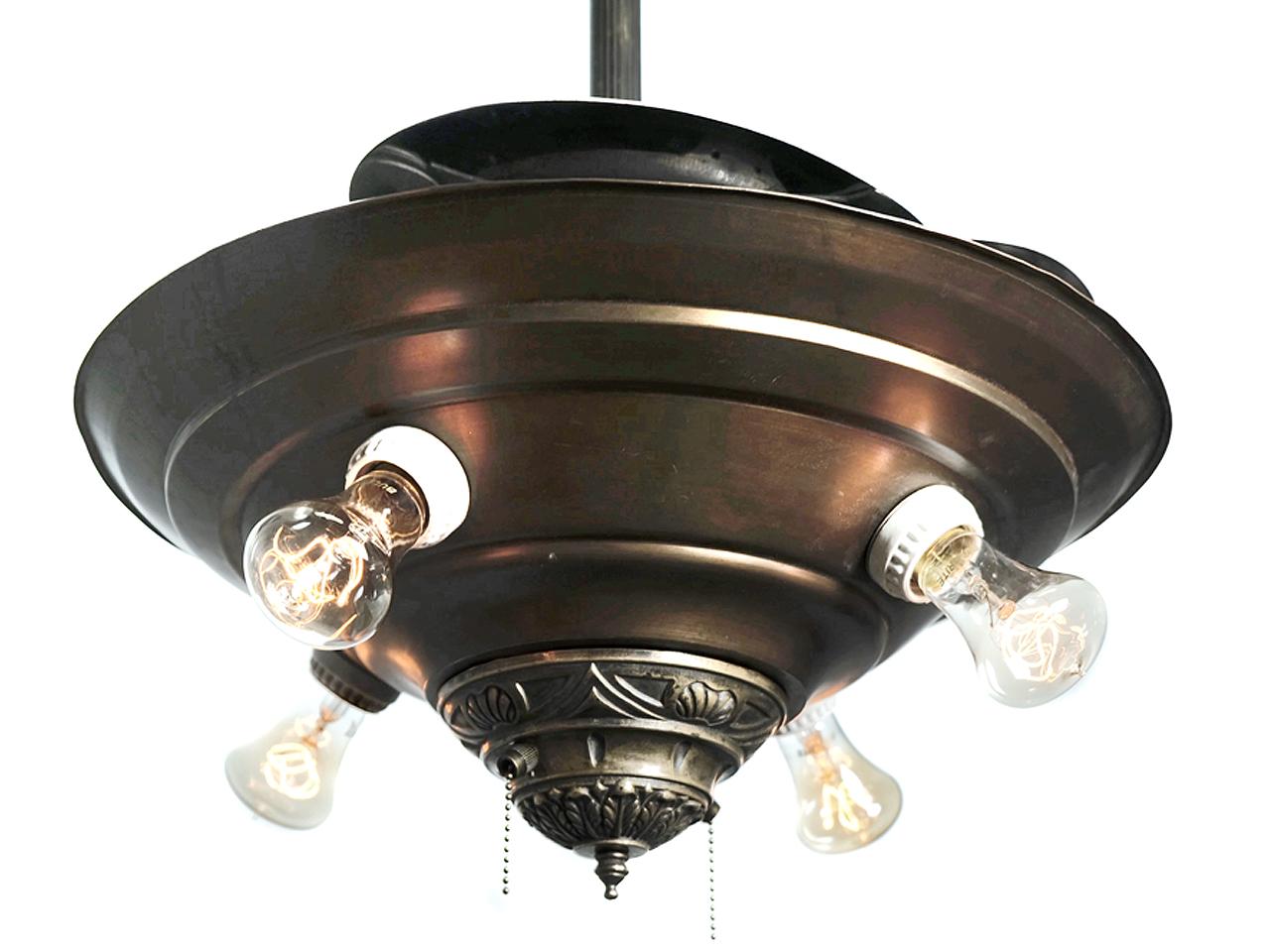 This was the first ever retractable blade ceiling fan to exist in history and an amazing example of Industrial ingenuity. Made from the 1920s-1930s. When the fan turns on, the centrifugal force causes the blades to extend outwards until fully
