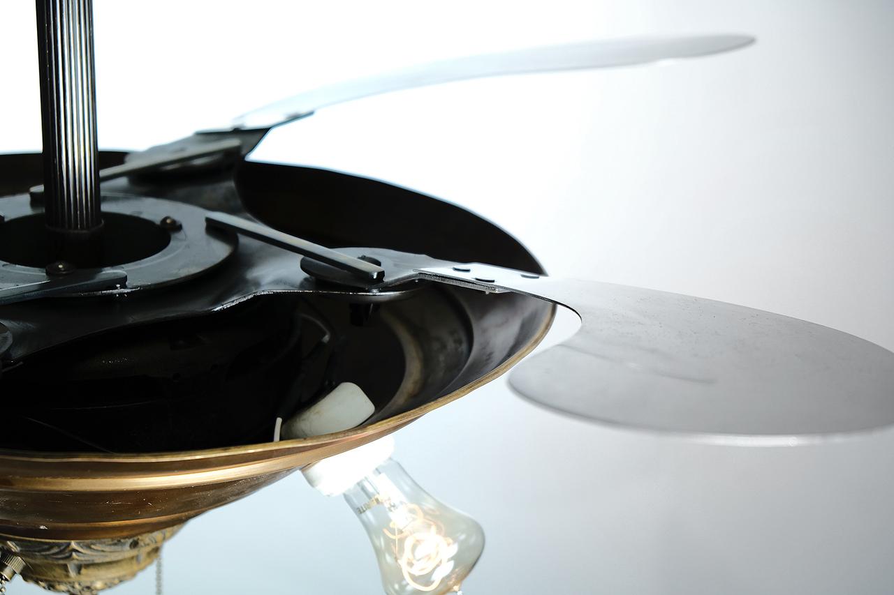 Industrial Rare Levelle 'Birdwing' Ornate Retractable Blade Fan