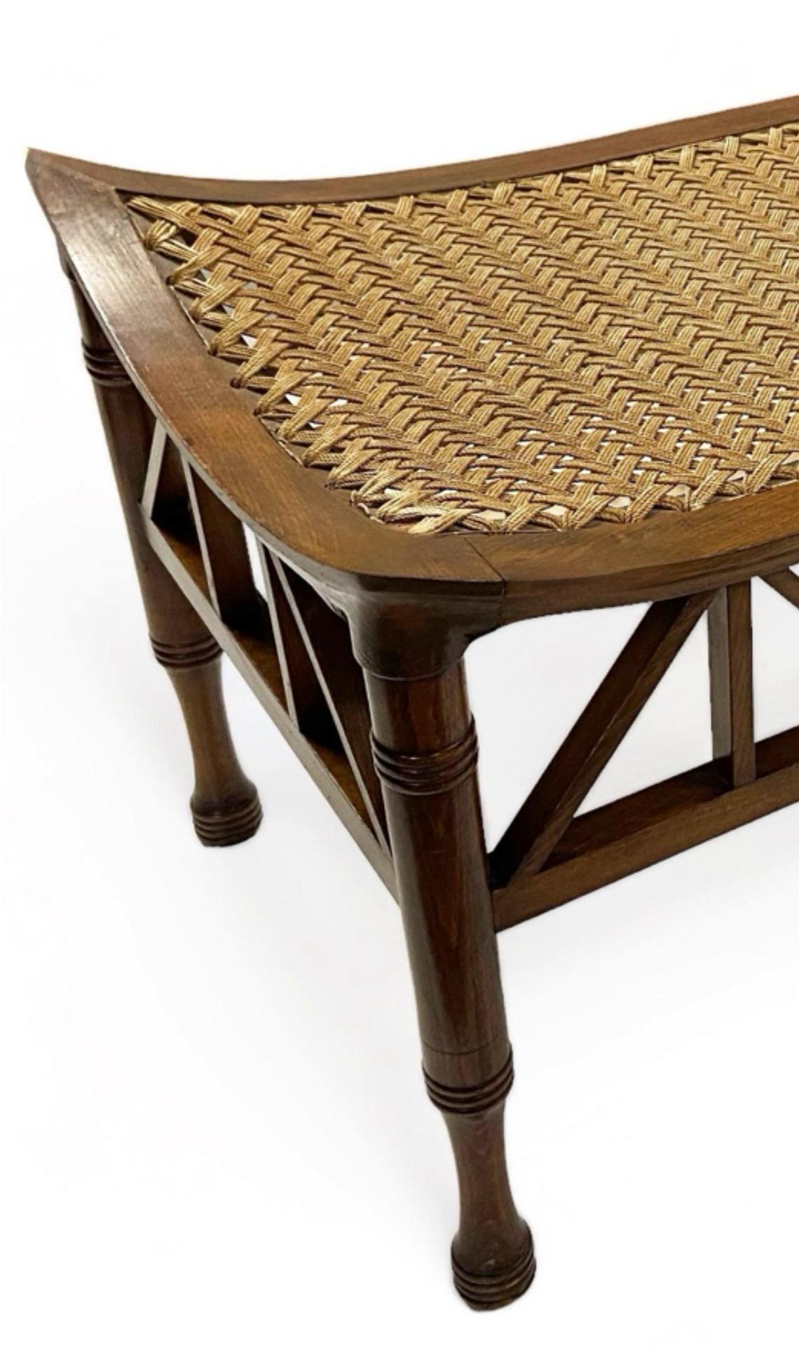 Rare Liberty & Co. Circa 1900s Long-Form Thebes Stool.  In Good Condition For Sale In Chicago, IL