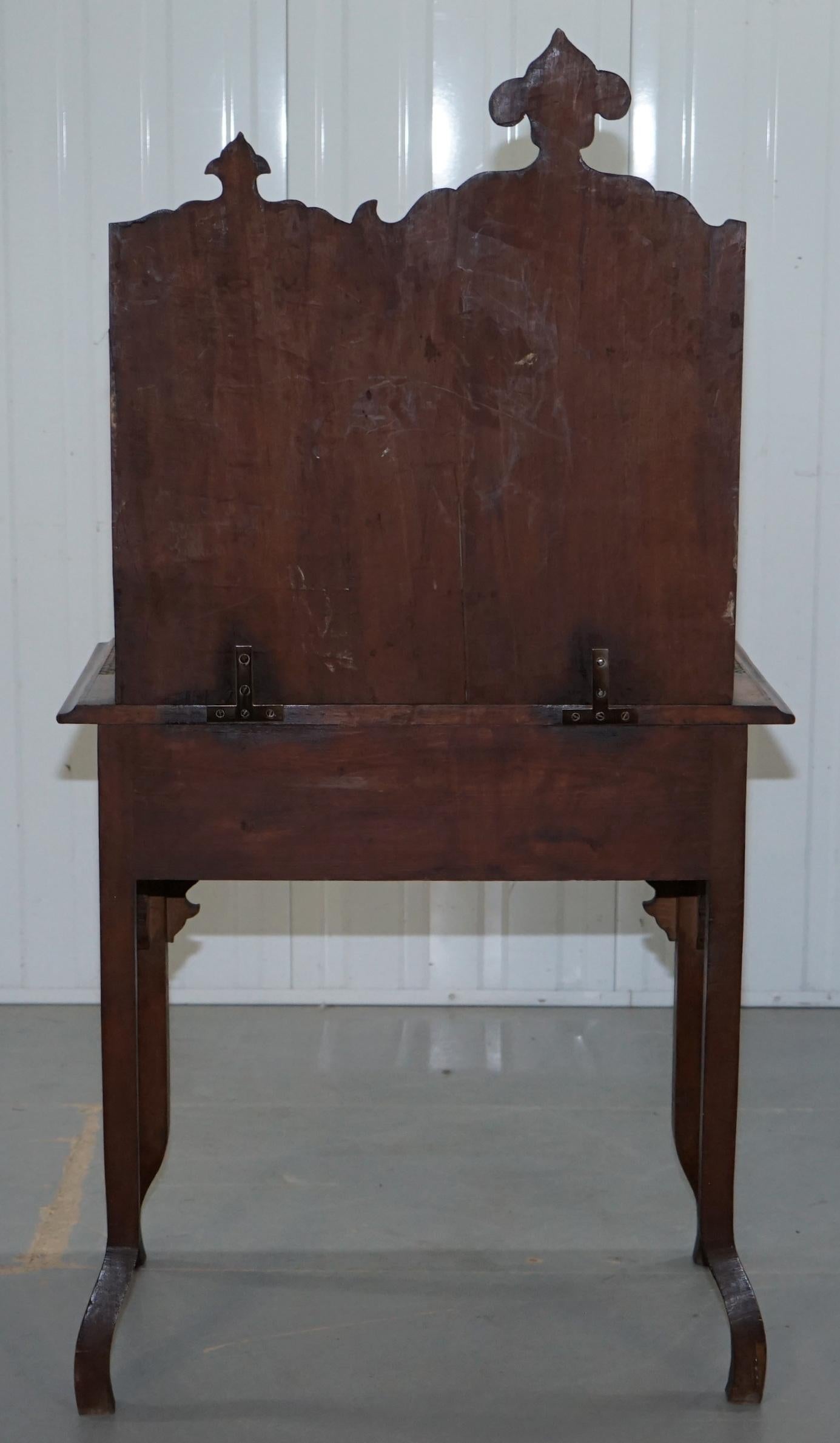 Rare Libertys London 19th Century Hand Carved Mashrabiya Desk Mother of Pearl 9