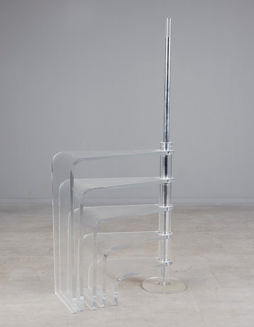 Biblioteca Rara Escalera de cuatro peldaños Lucite Cristal acrílico finales del siglo XX en venta