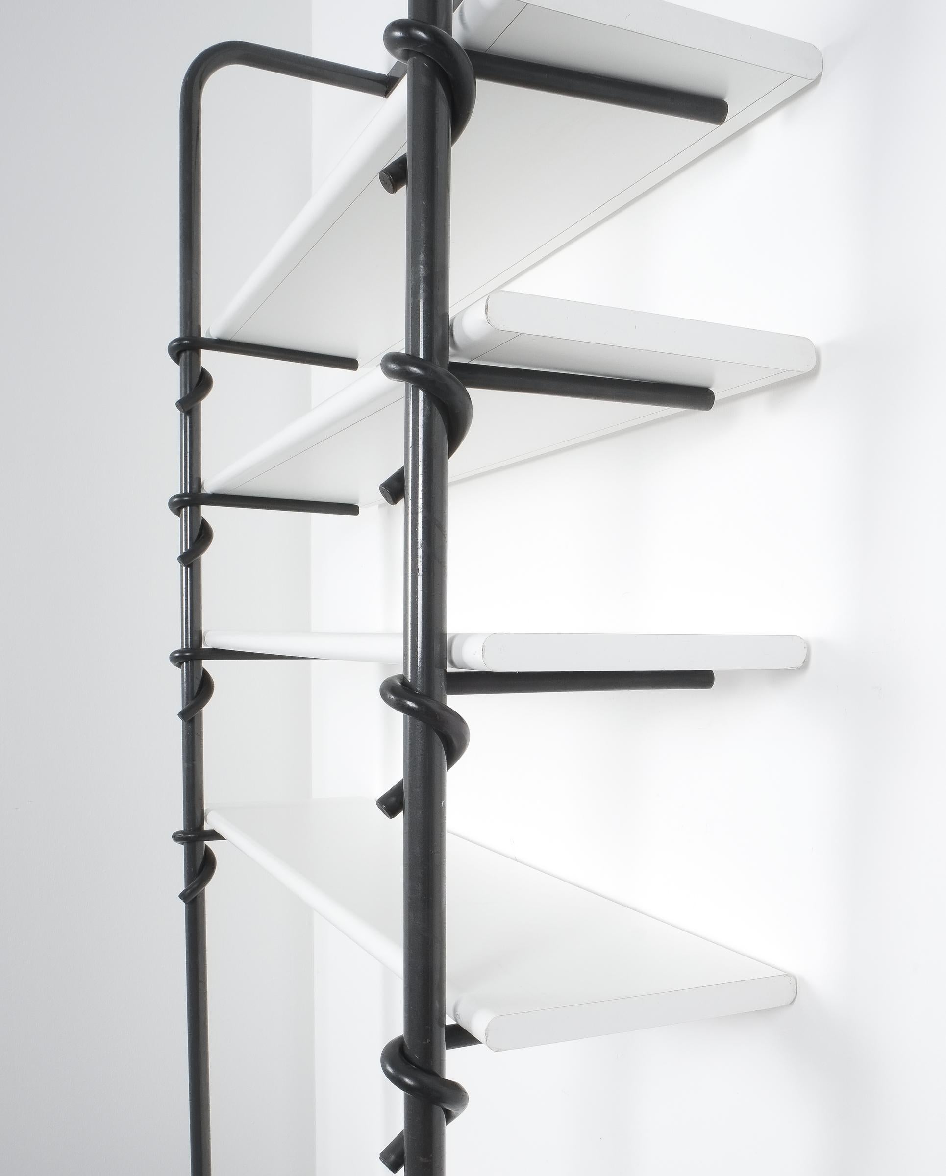 Steel Library Shelf System Hook System by Pagani and Angelo Perversi, Italy, 1987 For Sale