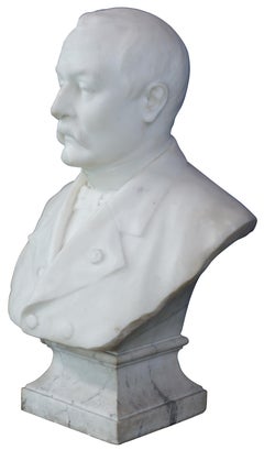 Rare Life Size Antique Marble Bust Statue President Grover Cleveland A Hambresin