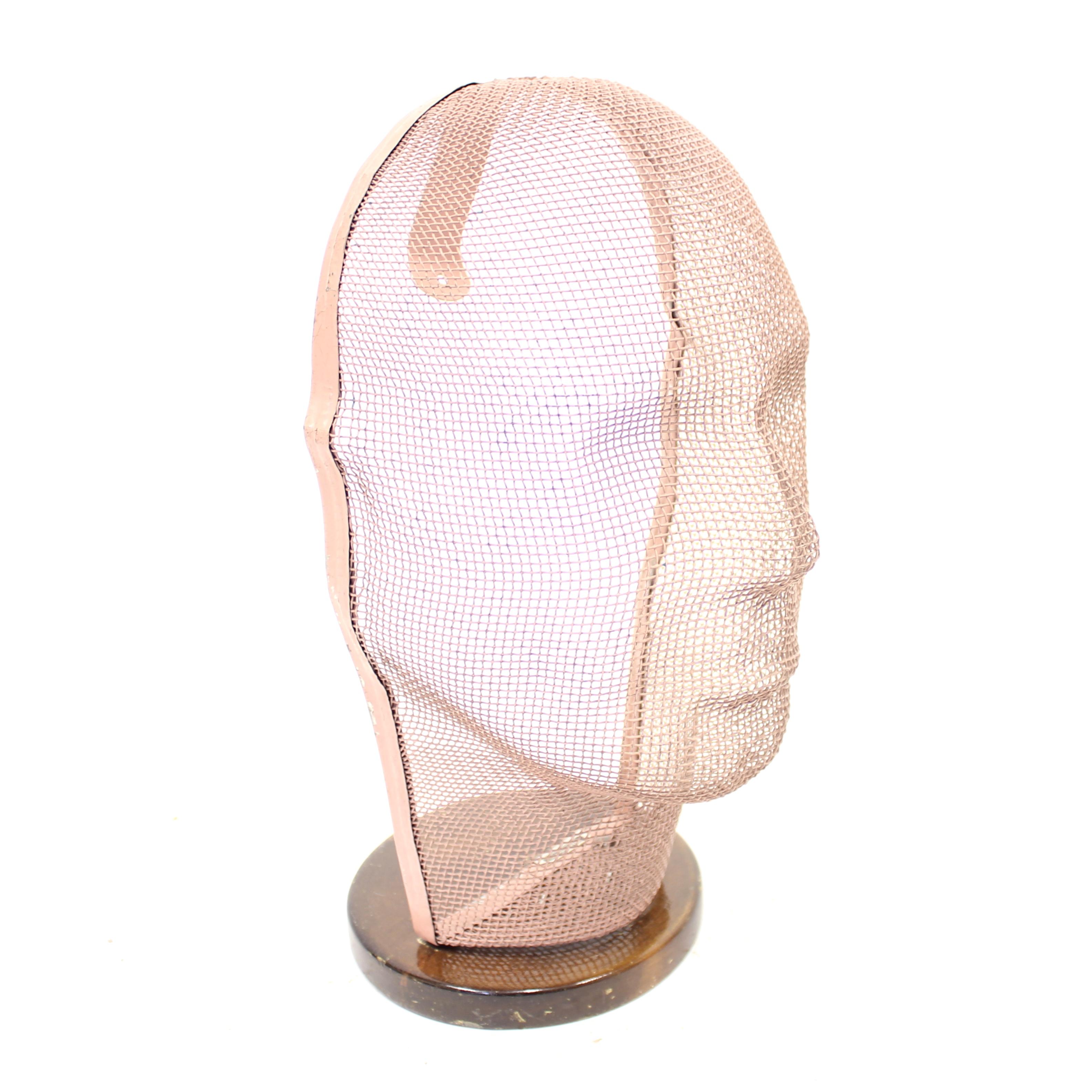 Industrial Rare Life Size Display Mannequin Head in Wire Mesh by Åtvidabergs, 1950s