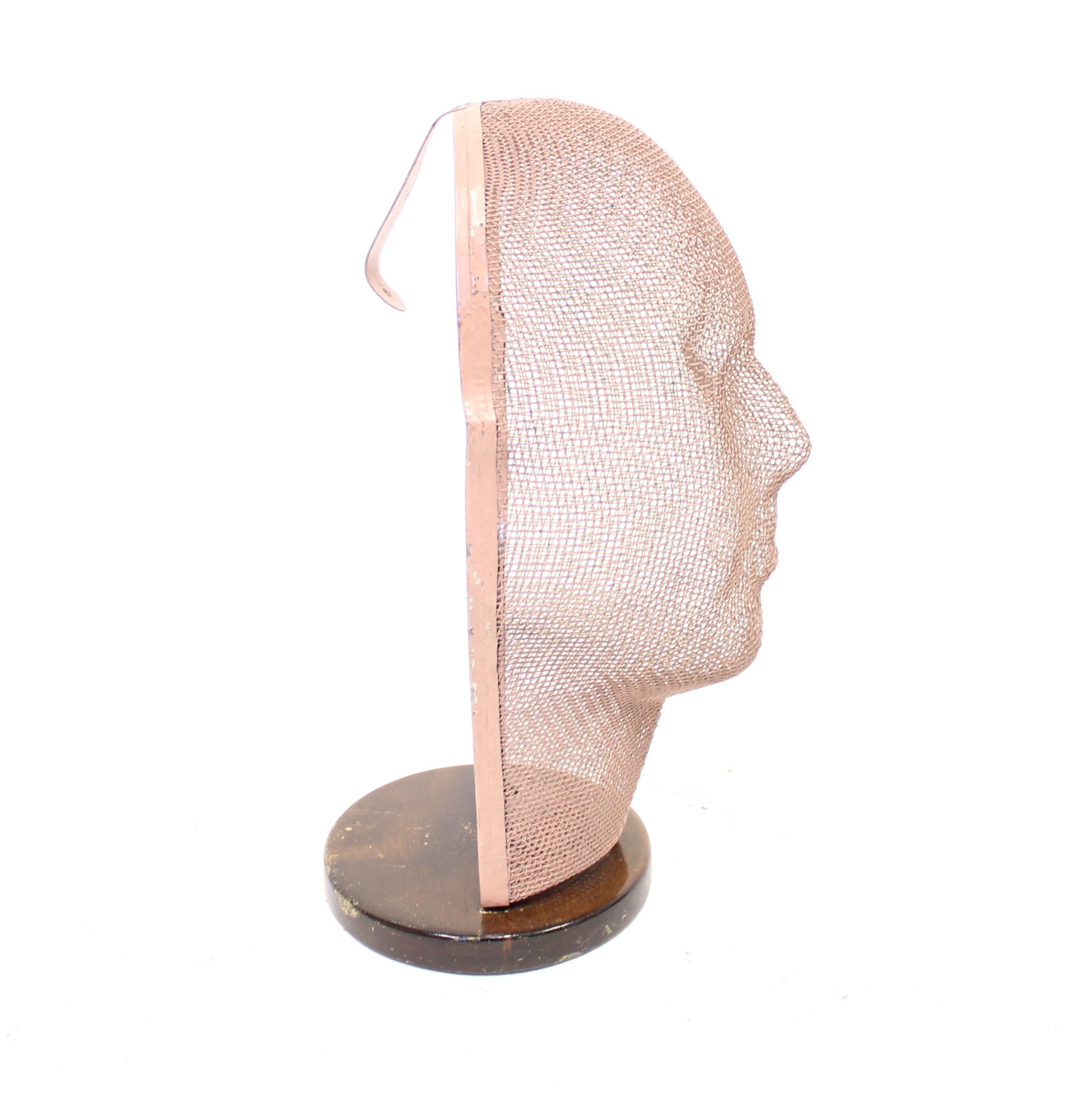 Swedish Rare Life Size Display Mannequin Head in Wire Mesh by Åtvidabergs, 1950s