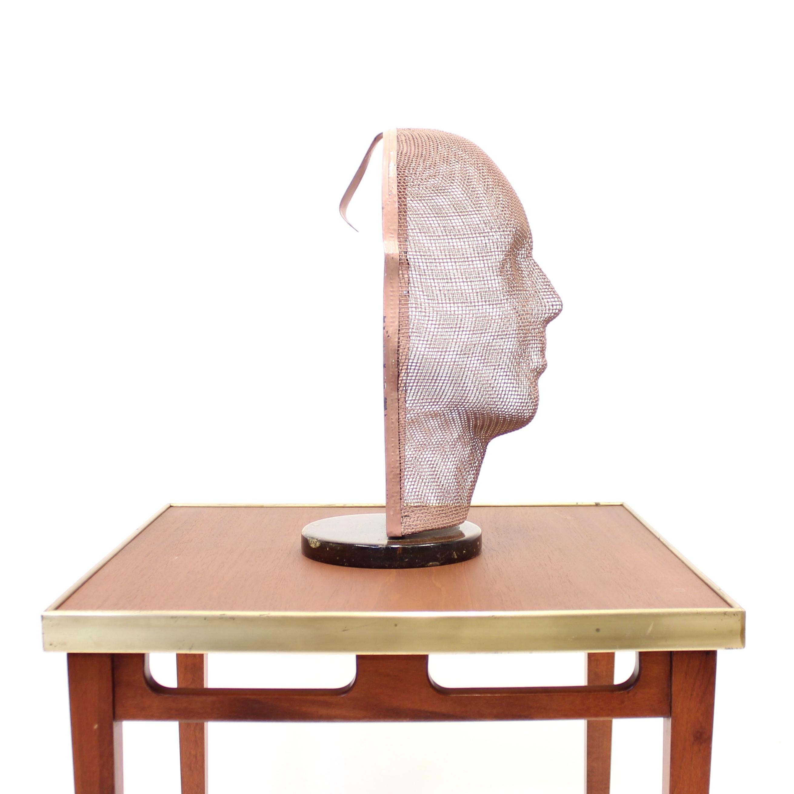 Steel Rare Life Size Display Mannequin Head in Wire Mesh by Åtvidabergs, 1950s