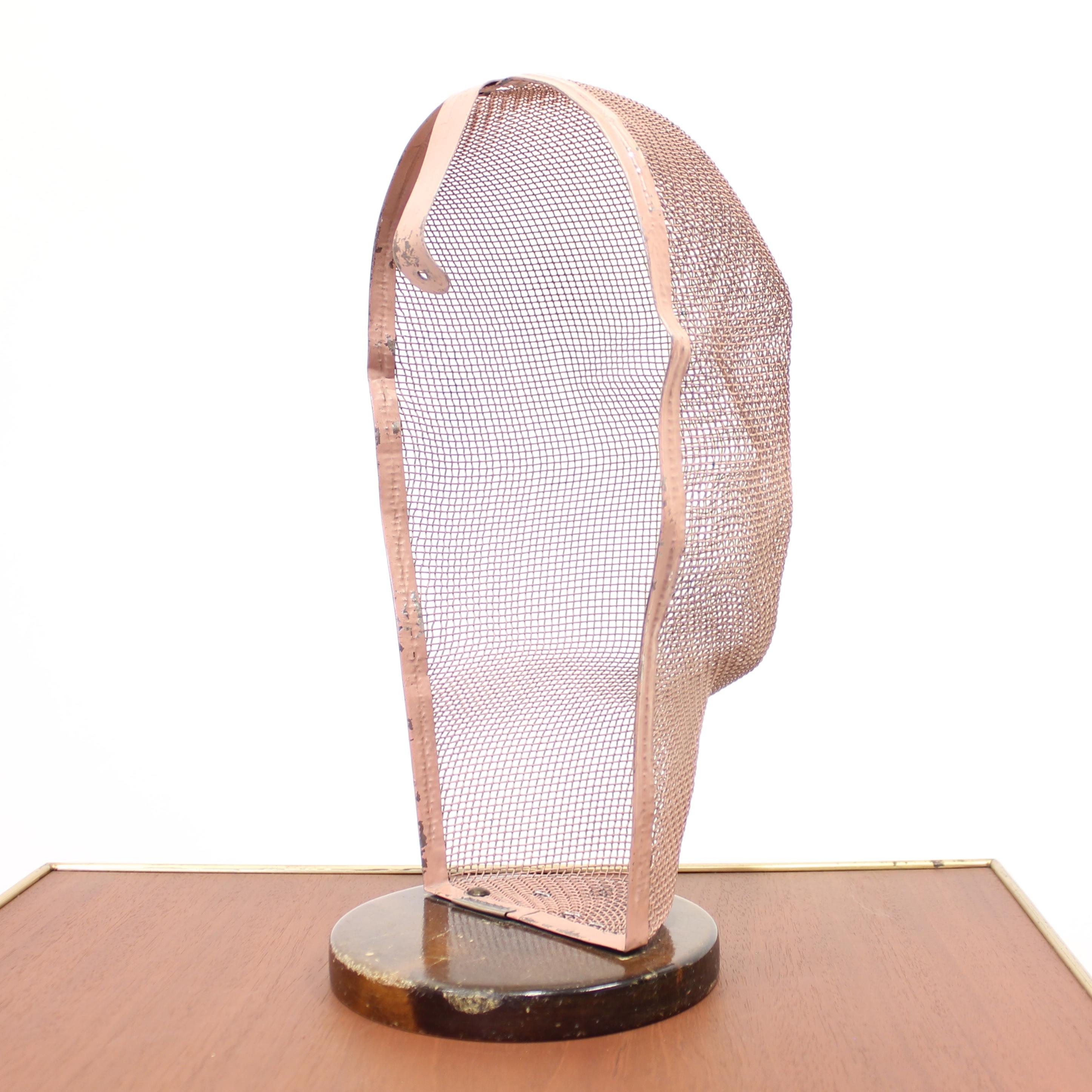 Rare Life Size Display Mannequin Head in Wire Mesh by Åtvidabergs, 1950s 1