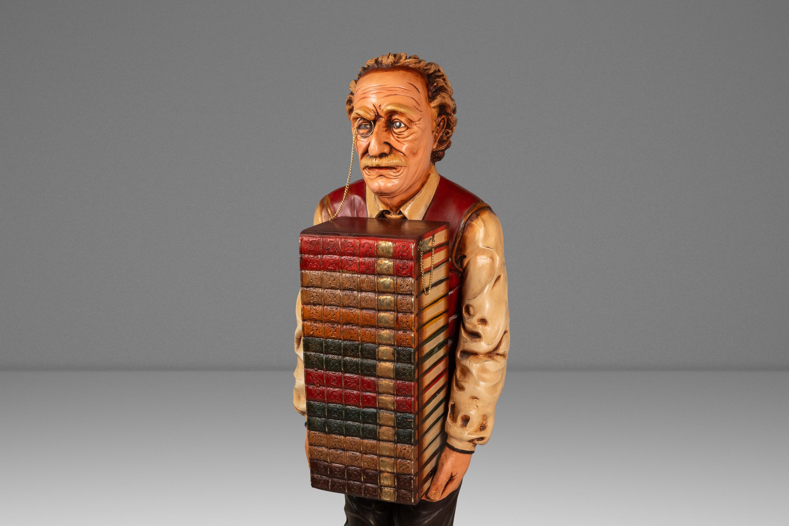 Rare Lifesize Albert Einstein Statue w/ Storage Cabinet in Fiberglass, USA, 1980 For Sale 4