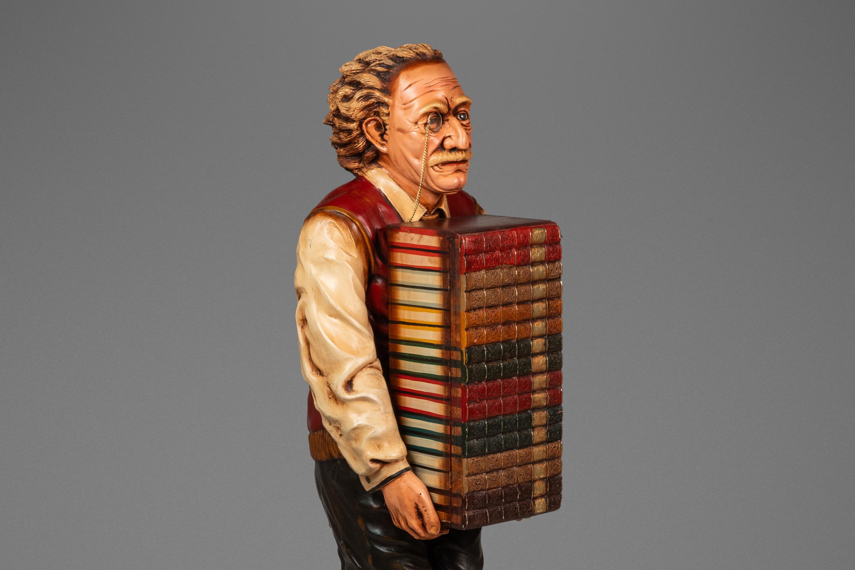 Rare Lifesize Albert Einstein Statue w/ Storage Cabinet in Fiberglass, USA, 1980 For Sale 5