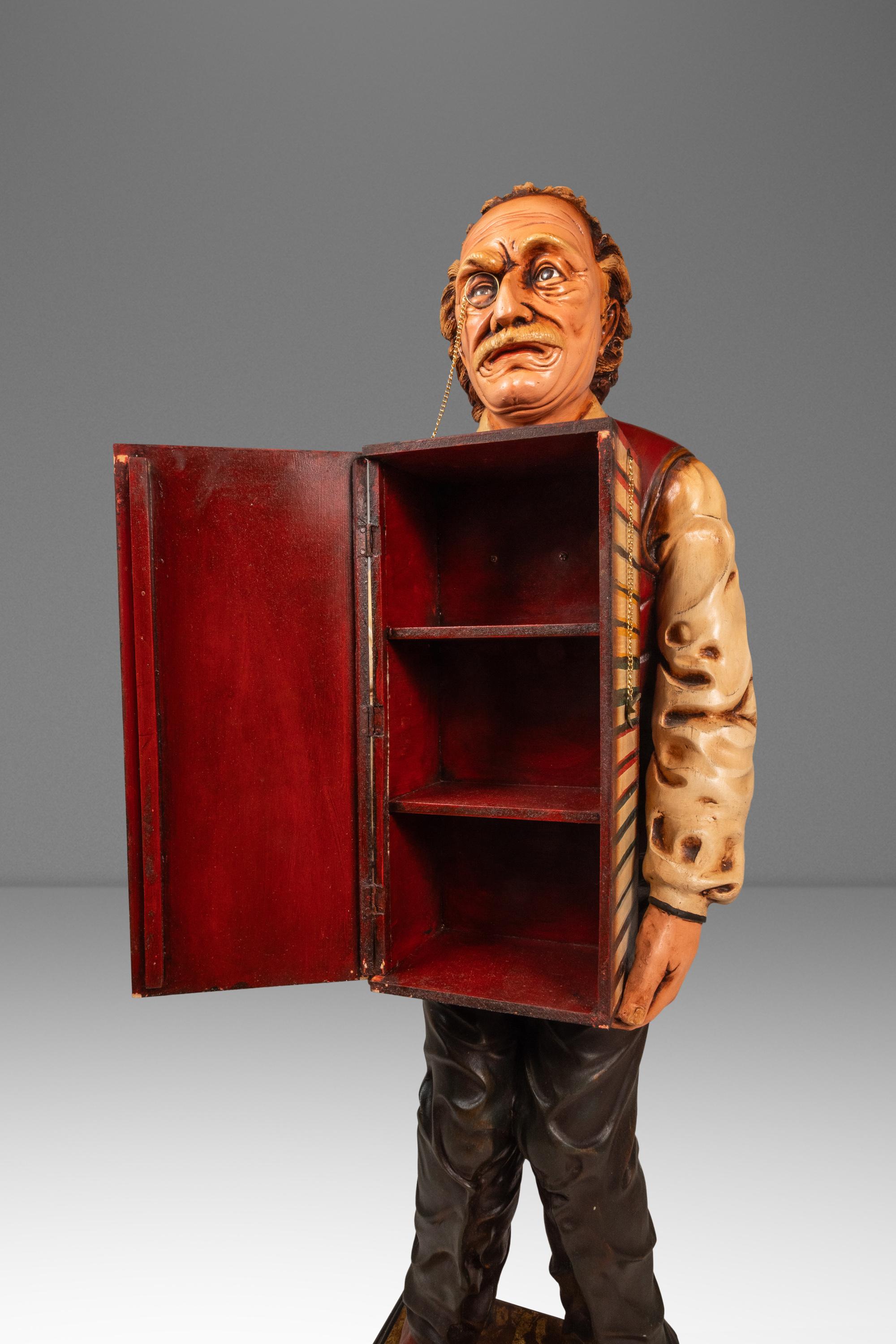 Rare Lifesize Albert Einstein Statue w/ Storage Cabinet in Fiberglass, USA, 1980 For Sale 11