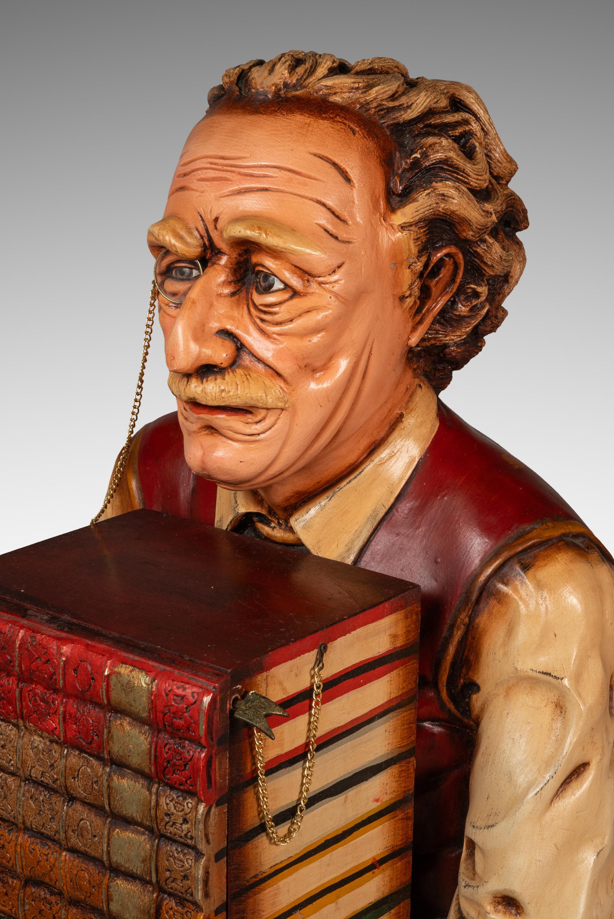 Rare Lifesize Albert Einstein Statue w/ Storage Cabinet in Fiberglass, USA, 1980 For Sale 12