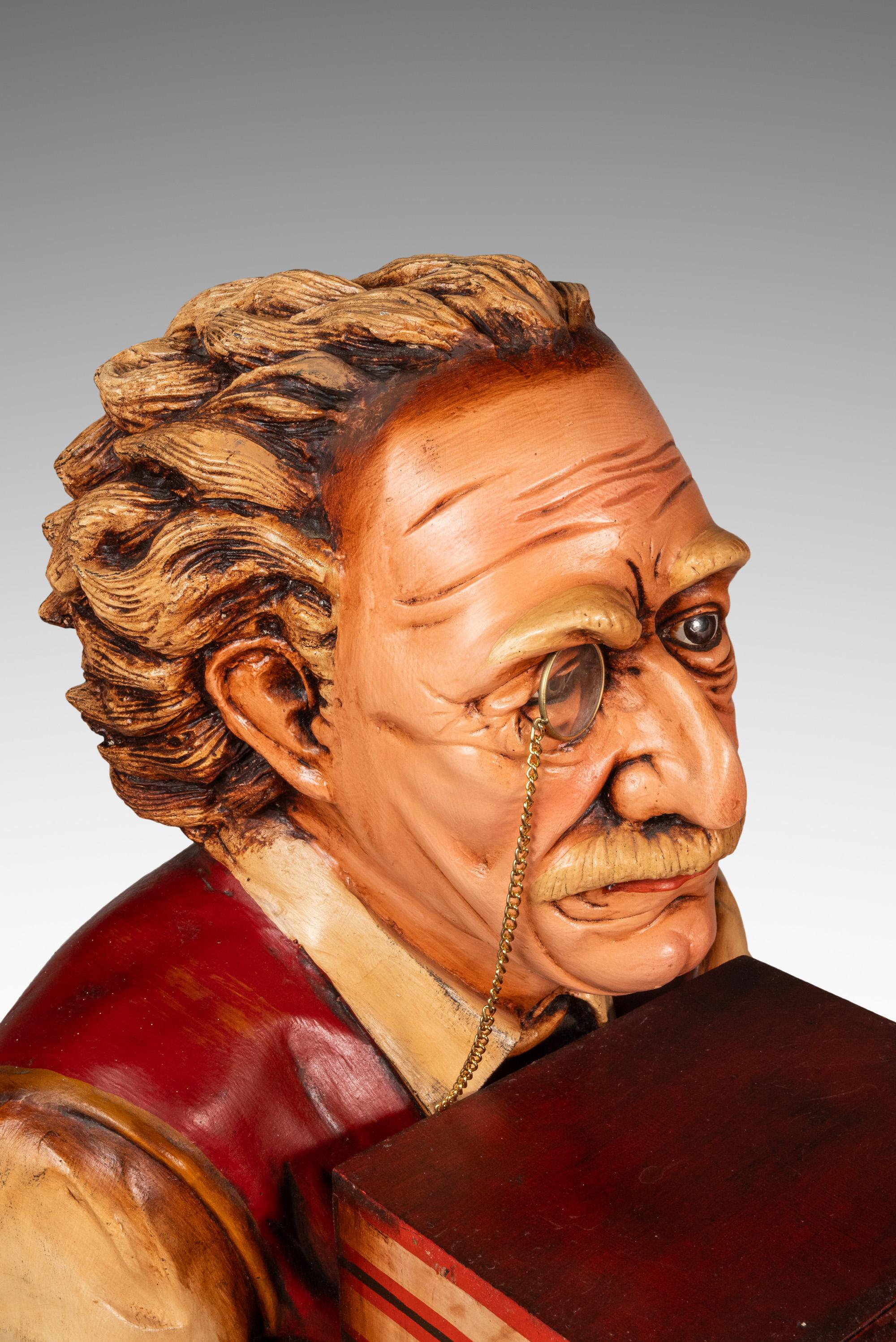 Rare Lifesize Albert Einstein Statue w/ Storage Cabinet in Fiberglass, USA, 1980 For Sale 14