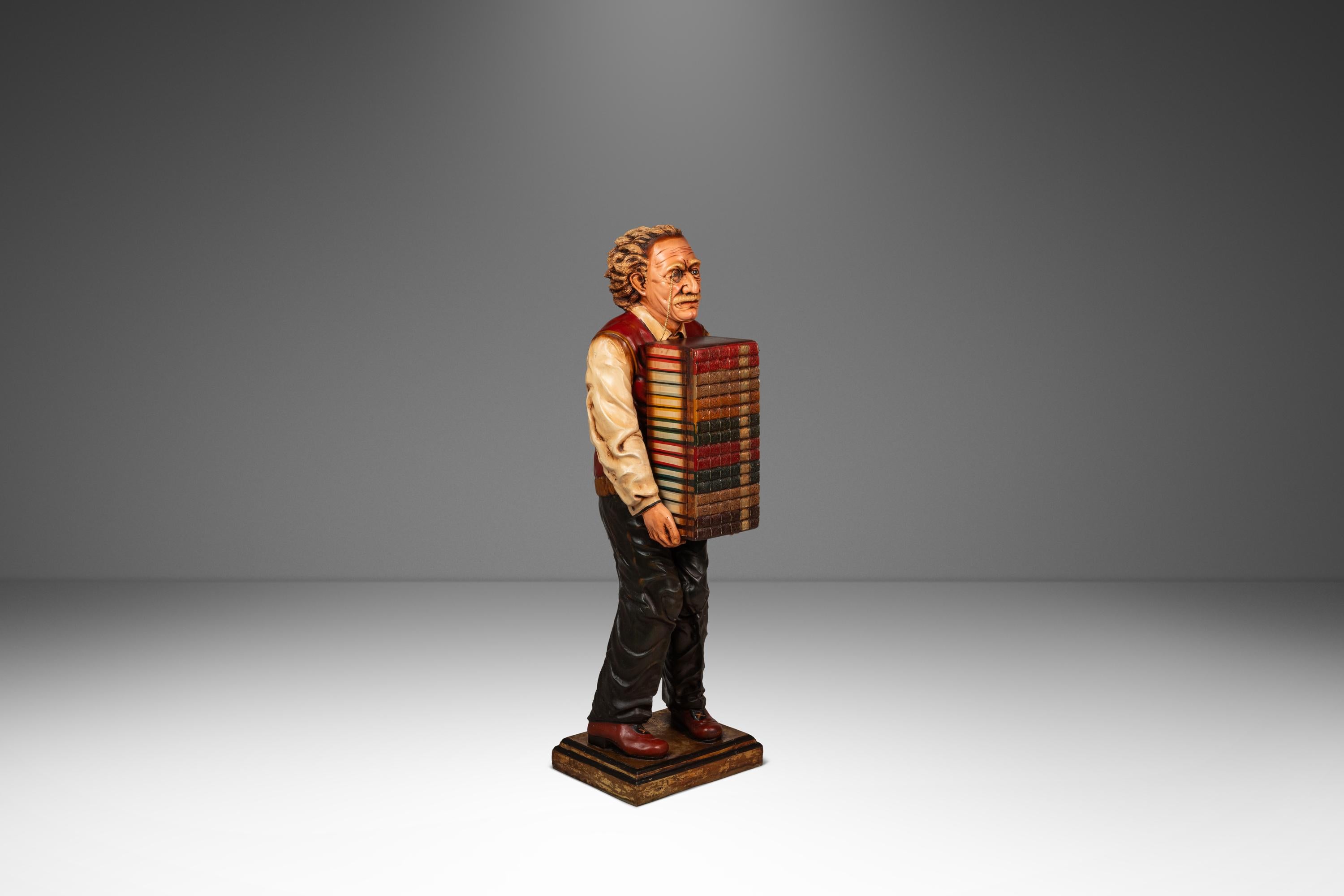 Rare Lifesize Albert Einstein Statue w/ Storage Cabinet in Fiberglass, USA, 1980 For Sale 2