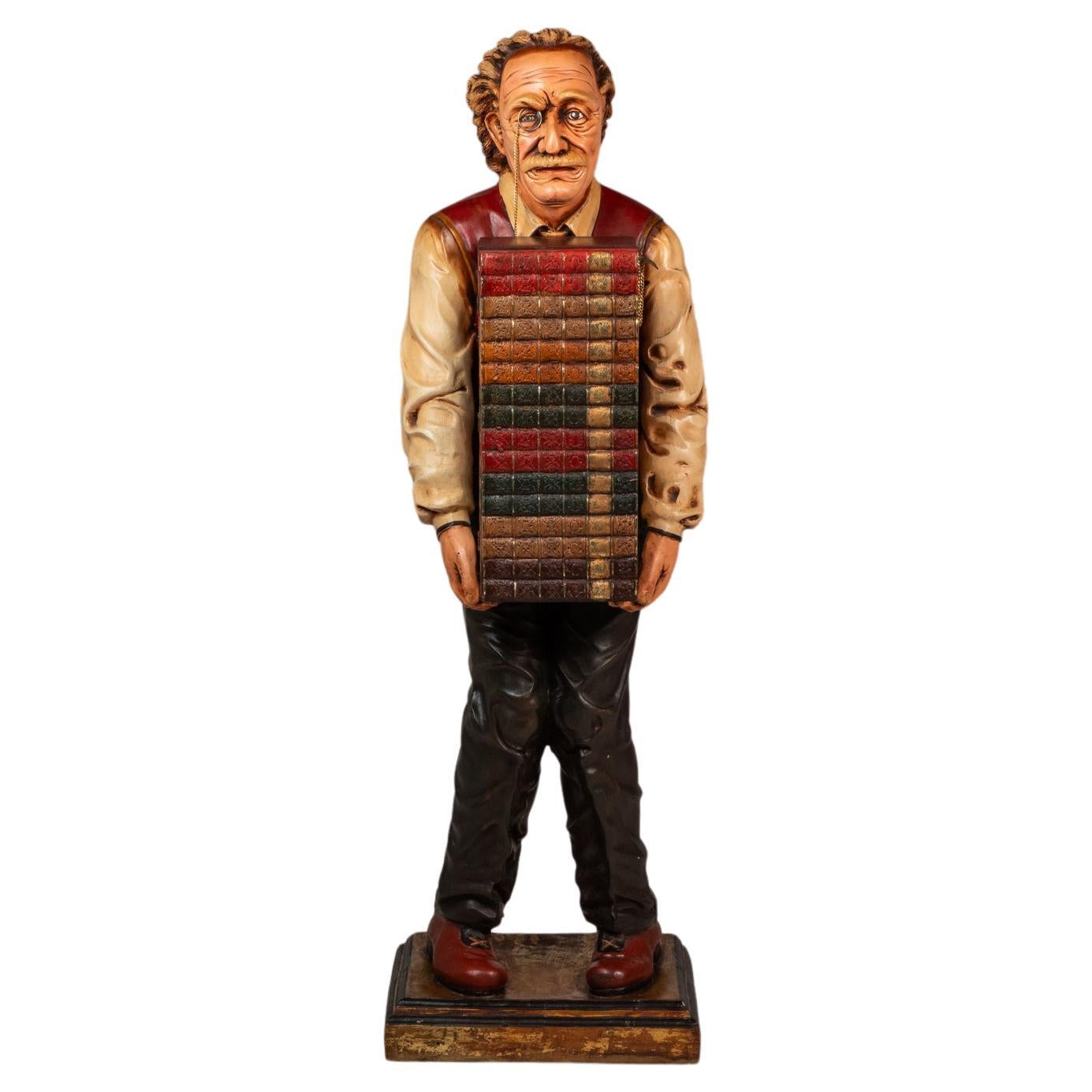 Rare Lifesize Albert Einstein Statue w/ Storage Cabinet in Fiberglass, USA, 1980 For Sale