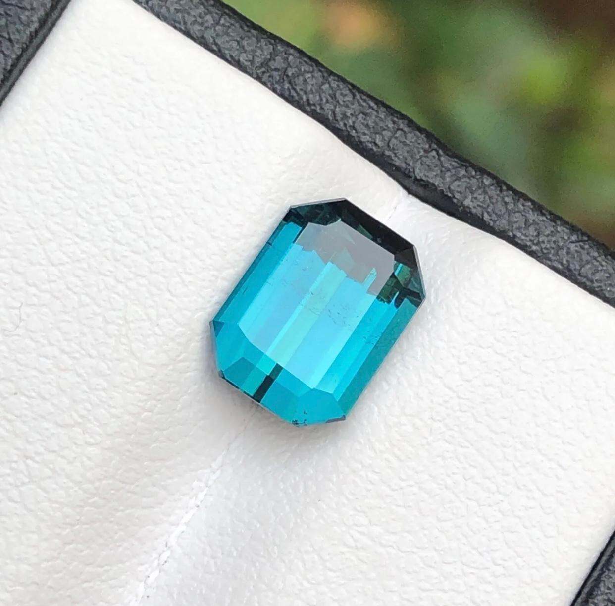 Rare Light Blue Natural Tourmaline Gemstone, 3.35 Carat Emerald Cut for Ring Afg 3