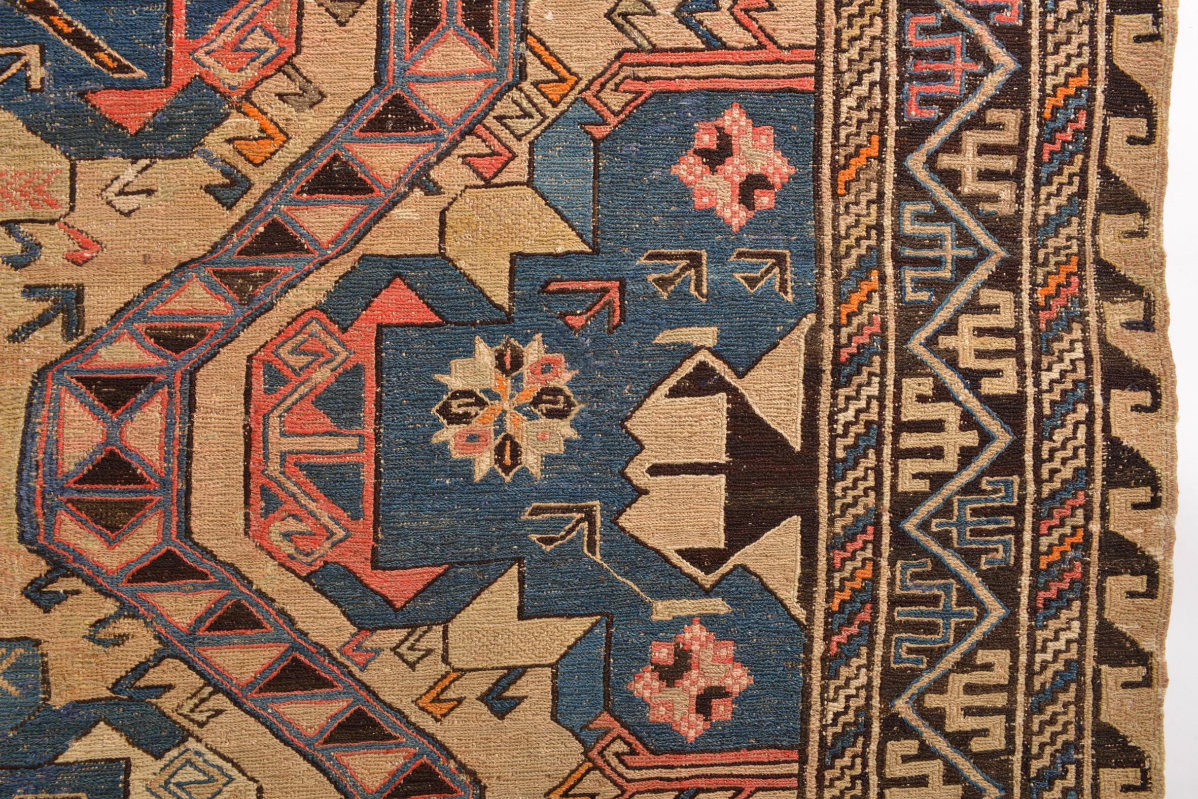19th Century Rare Light Blue SUMAKH Antique Carpet For Sale