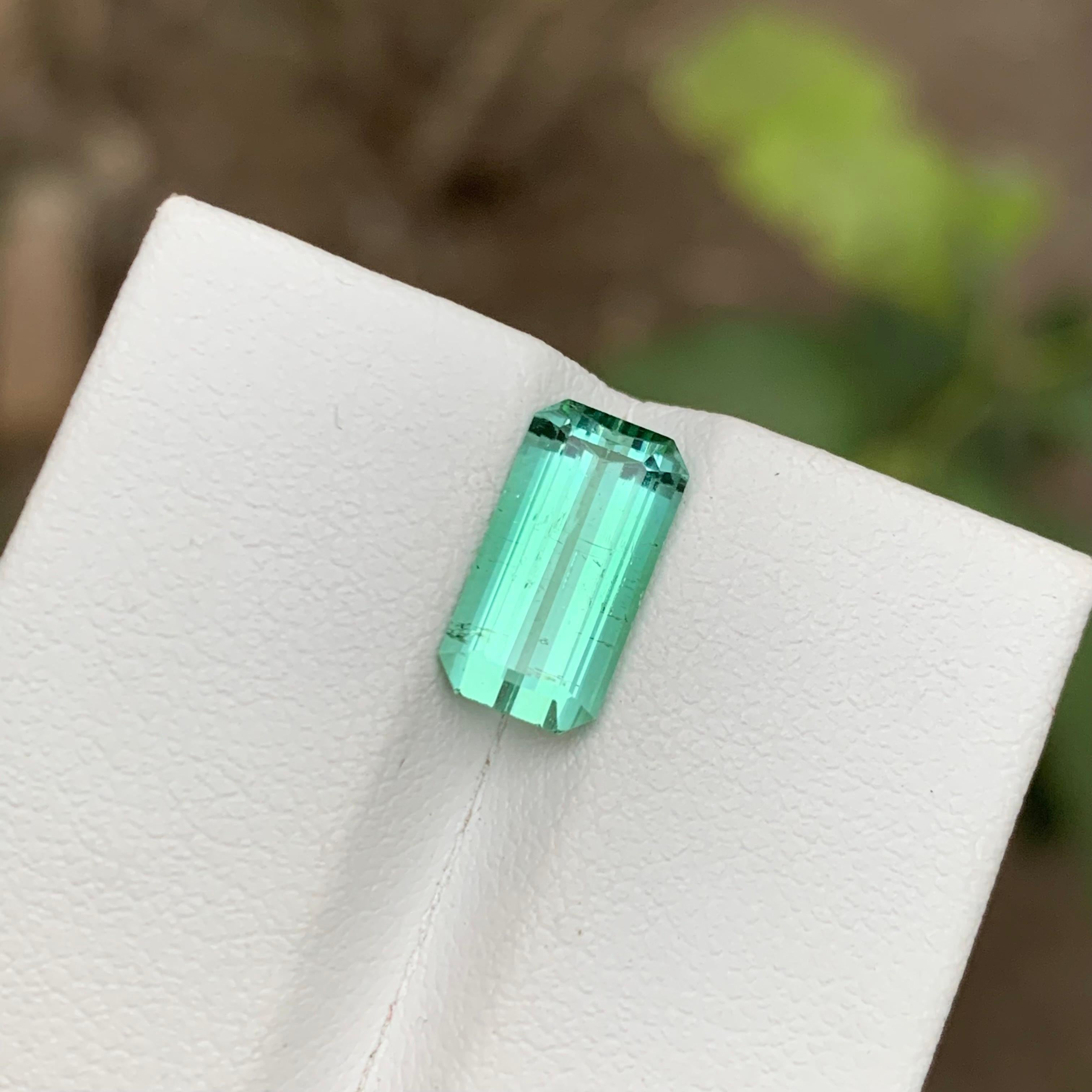 Contemporary Rare Light Bluish Green Tourmaline Gemstone 2.70 Ct Emerald Cut for Ring Jewelry For Sale