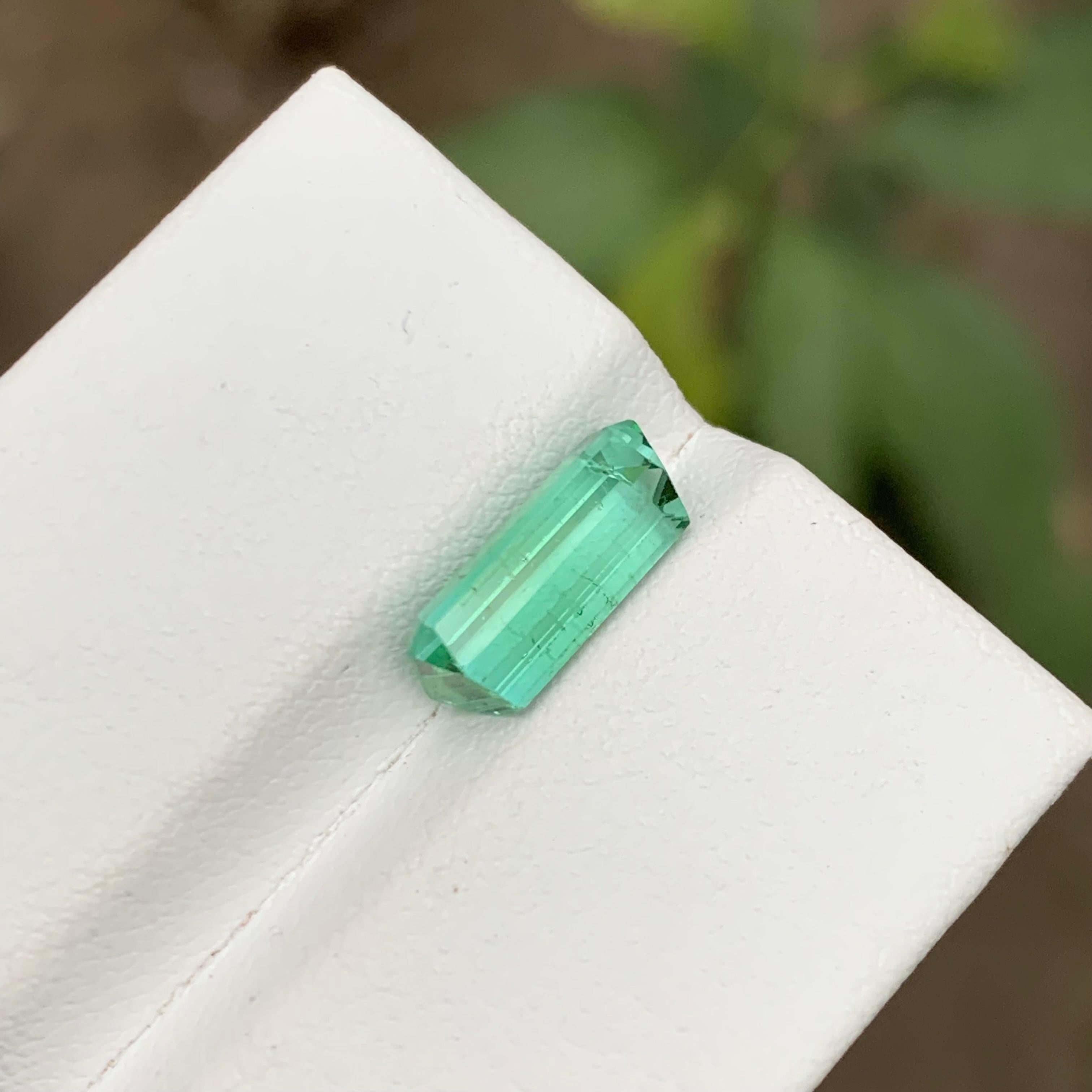 Rare Light Bluish Green Tourmaline Gemstone 2.70 Ct Emerald Cut for Ring Jewelry For Sale 2