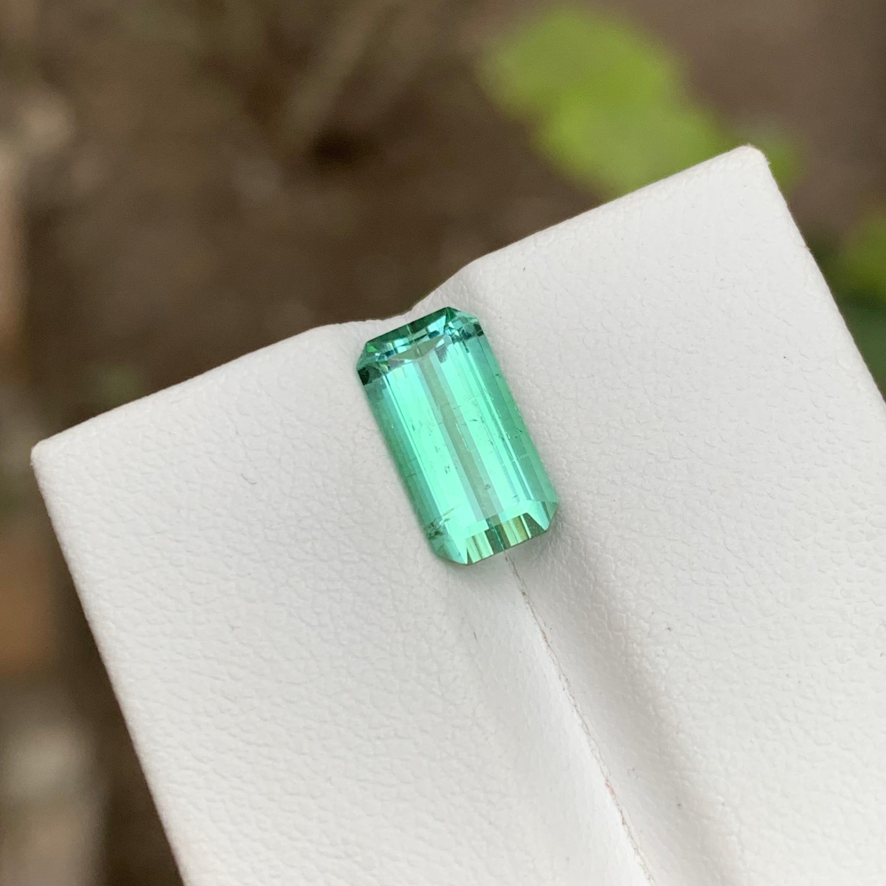 Rare Light Bluish Green Tourmaline Gemstone 2.70 Ct Emerald Cut for Ring Jewelry For Sale 4