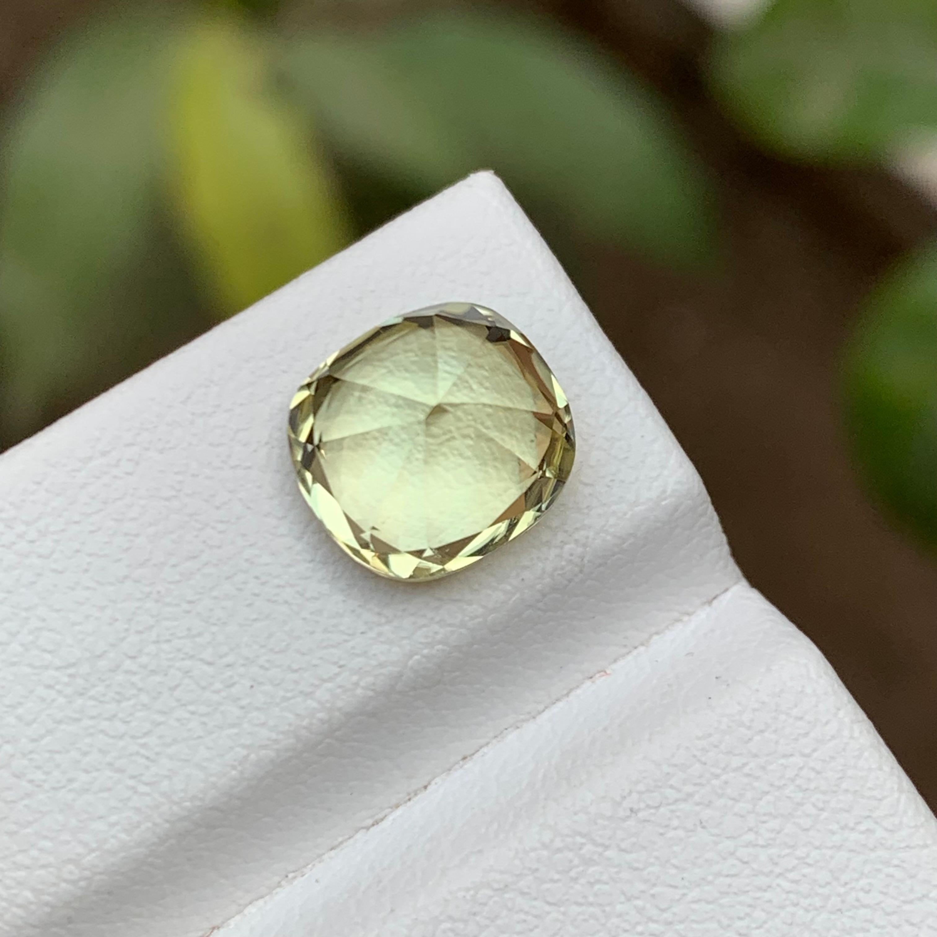 Rare Light Golden Yellow Natural Tourmaline Gemstone 4.15Ct Cushion Cut for Ring For Sale 2