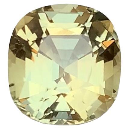 Rare Light Golden Yellow Natural Tourmaline Gemstone 4.15Ct Cushion Cut for Ring For Sale