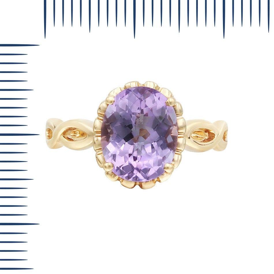 For Sale:  Rare Light Purple Amethyst Yellow Gold Rococo Style 14 Karat Ring 2