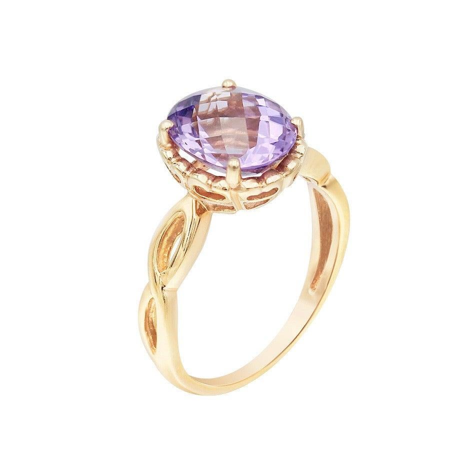 For Sale:  Rare Light Purple Amethyst Yellow Gold Rococo Style 14 Karat Ring 3