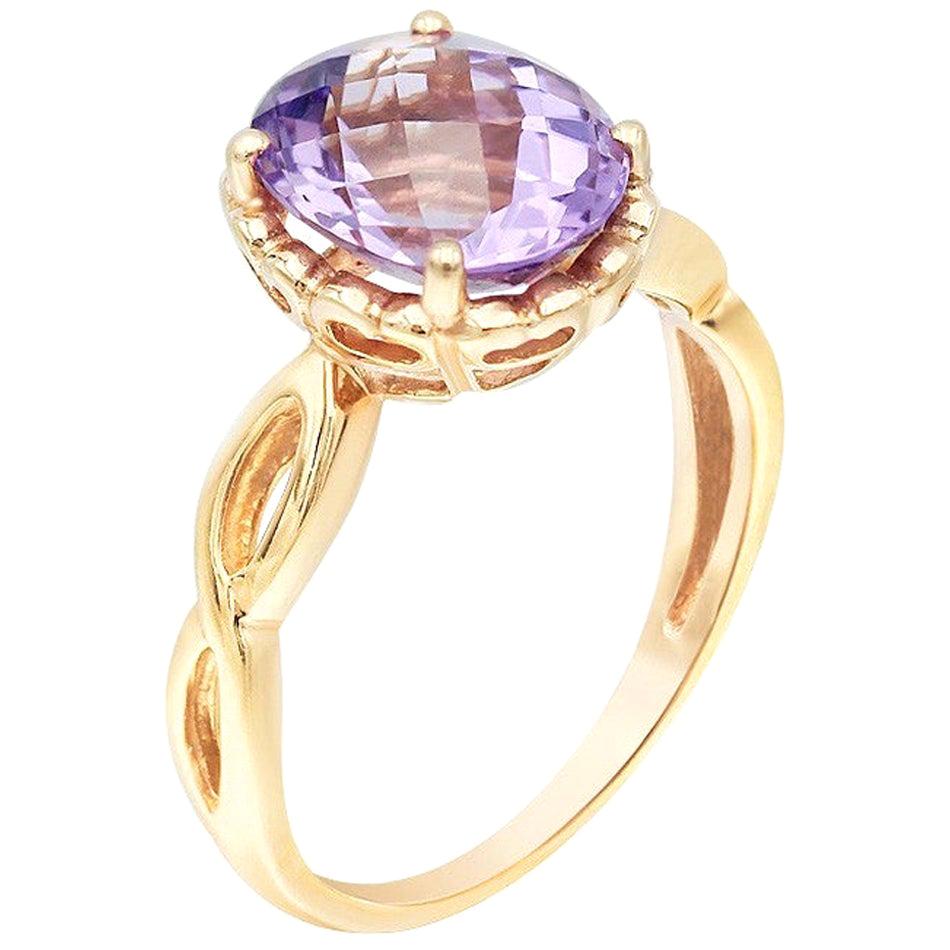 For Sale:  Rare Light Purple Amethyst Yellow Gold Rococo Style 14 Karat Ring