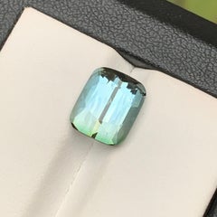 Rare Light Slate Grey Bicolor Natural Tourmaline Loose Gemstone 4.45 Ct Cushion