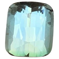 Rare Tourmaline Naturelle Bicolore Gris Ardoise Clair 4.45 Ct Coussin
