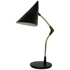 Retro Rare Lightolier Adjustable Brass Desk Lamp by Maurizio Tempestini, circa 1950s