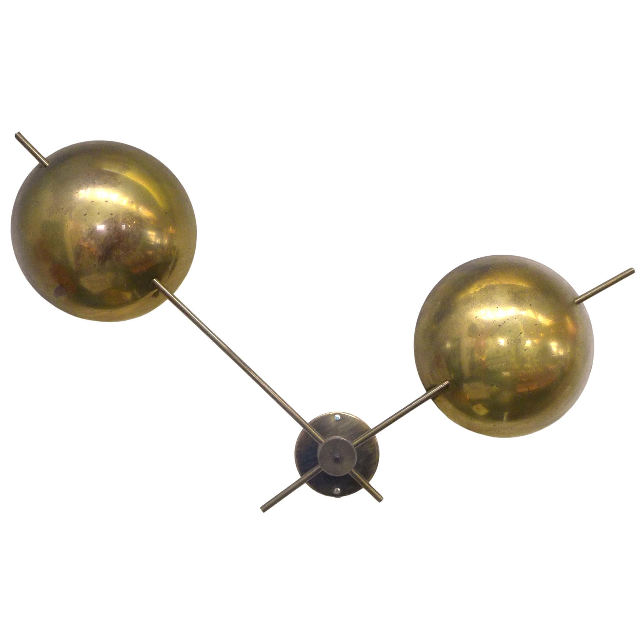 Rare Lightolier Perforated Brass Double-Socket Wall Light