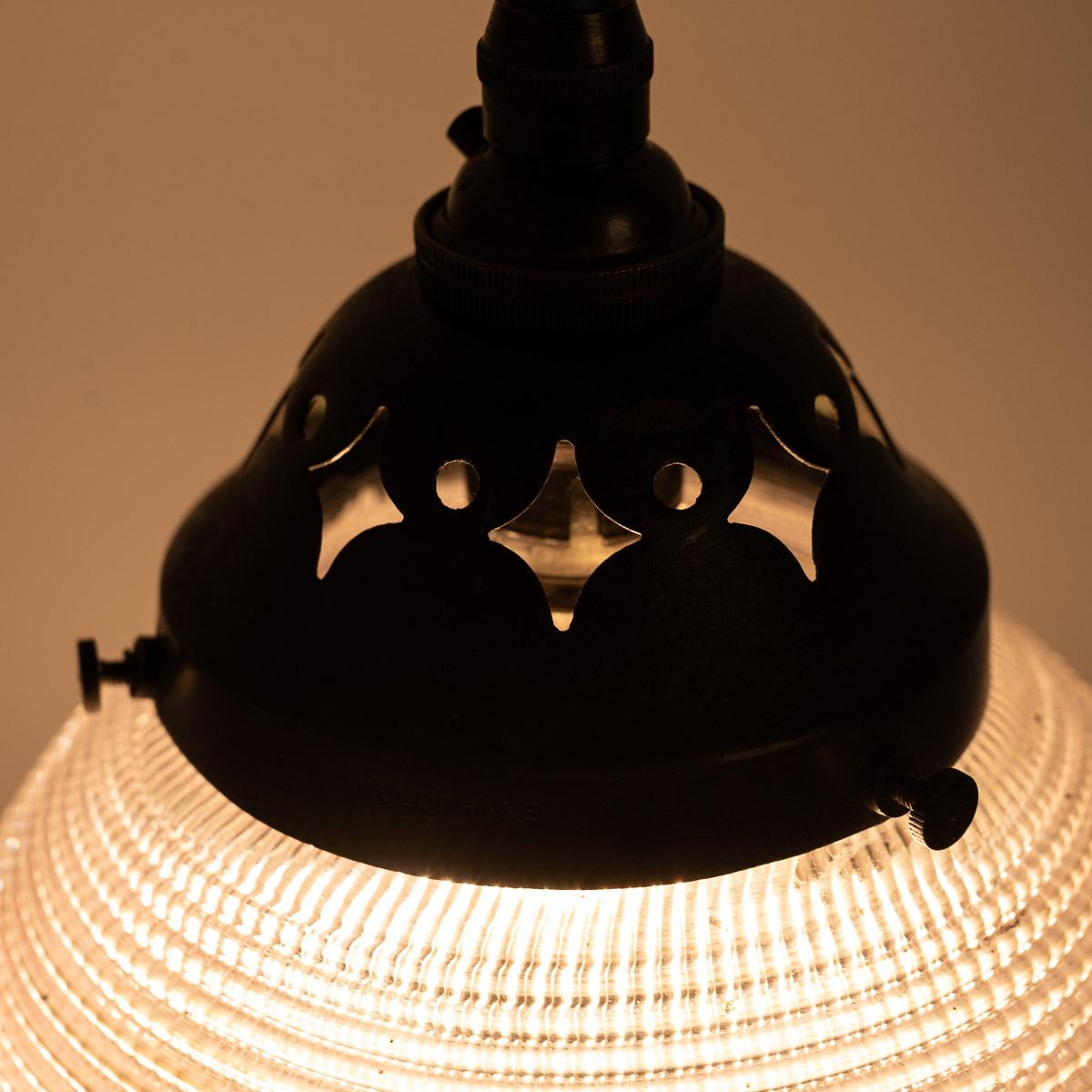 Rare Lilac Tinted Vintage Holophane Prismatic Globe Pendant Light 8