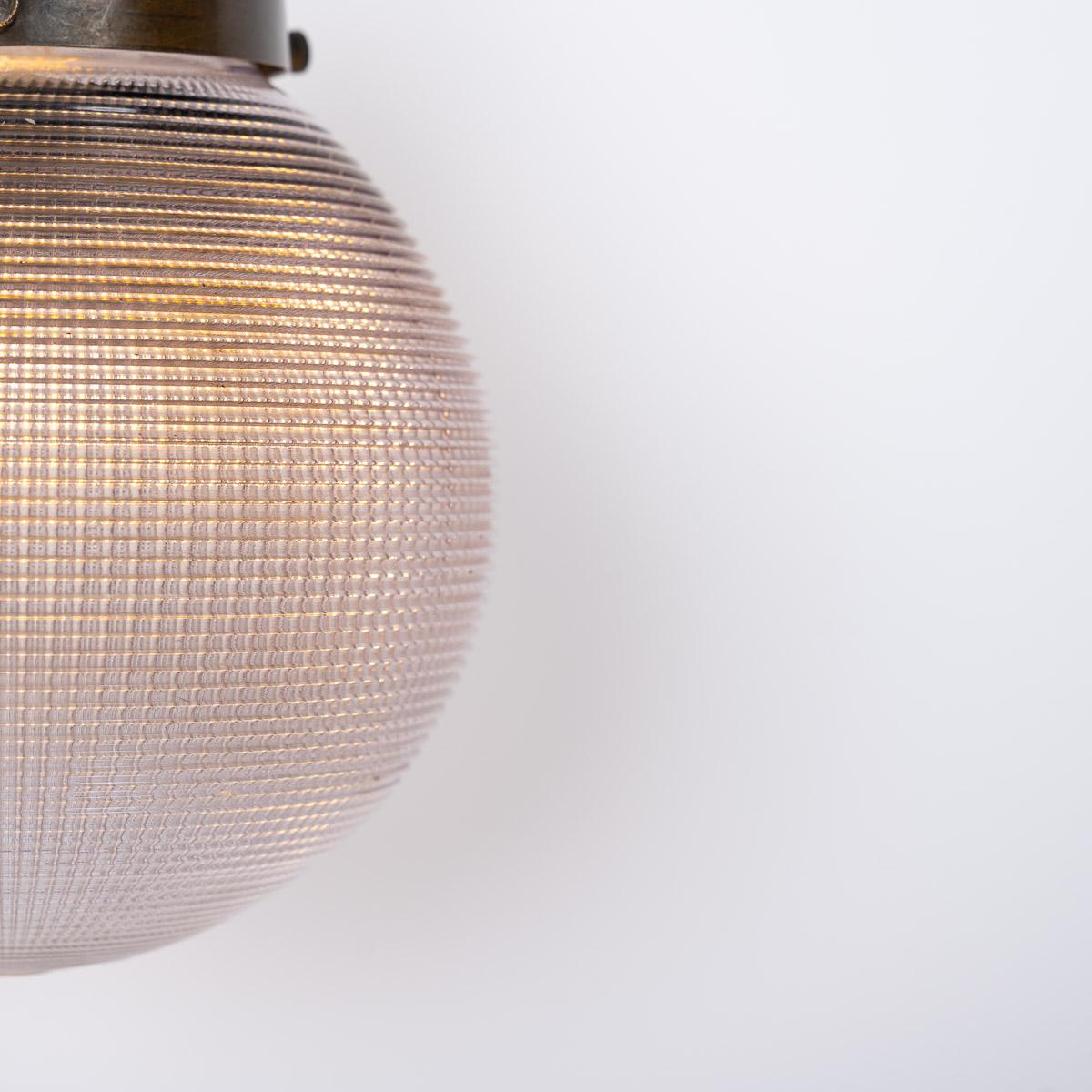 Rare Lilac Tinted Vintage Holophane Prismatic Globe Pendant Light 9