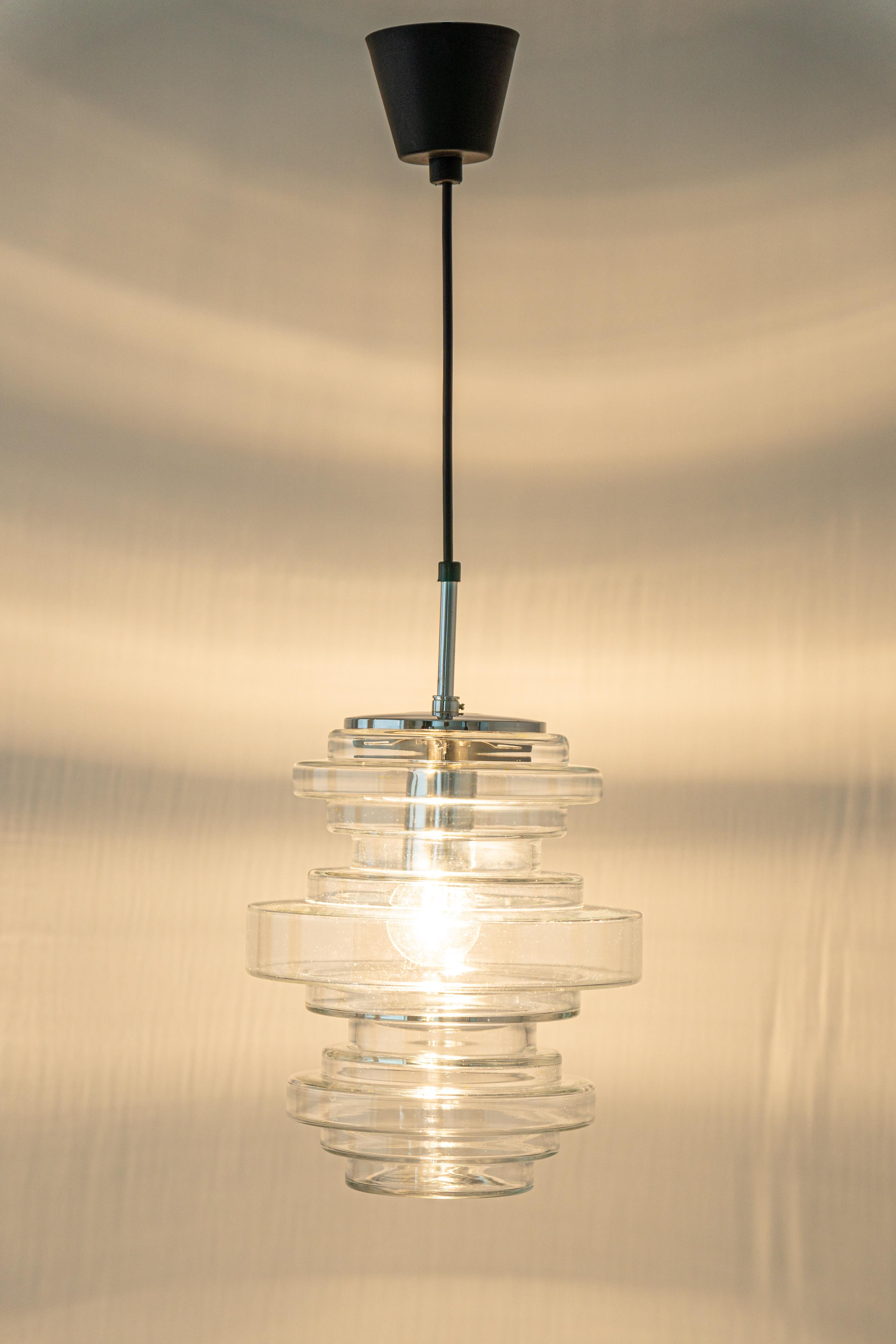 Rare Limburg Clear Glass Pendant Lamp, Germany, 1970s For Sale 6