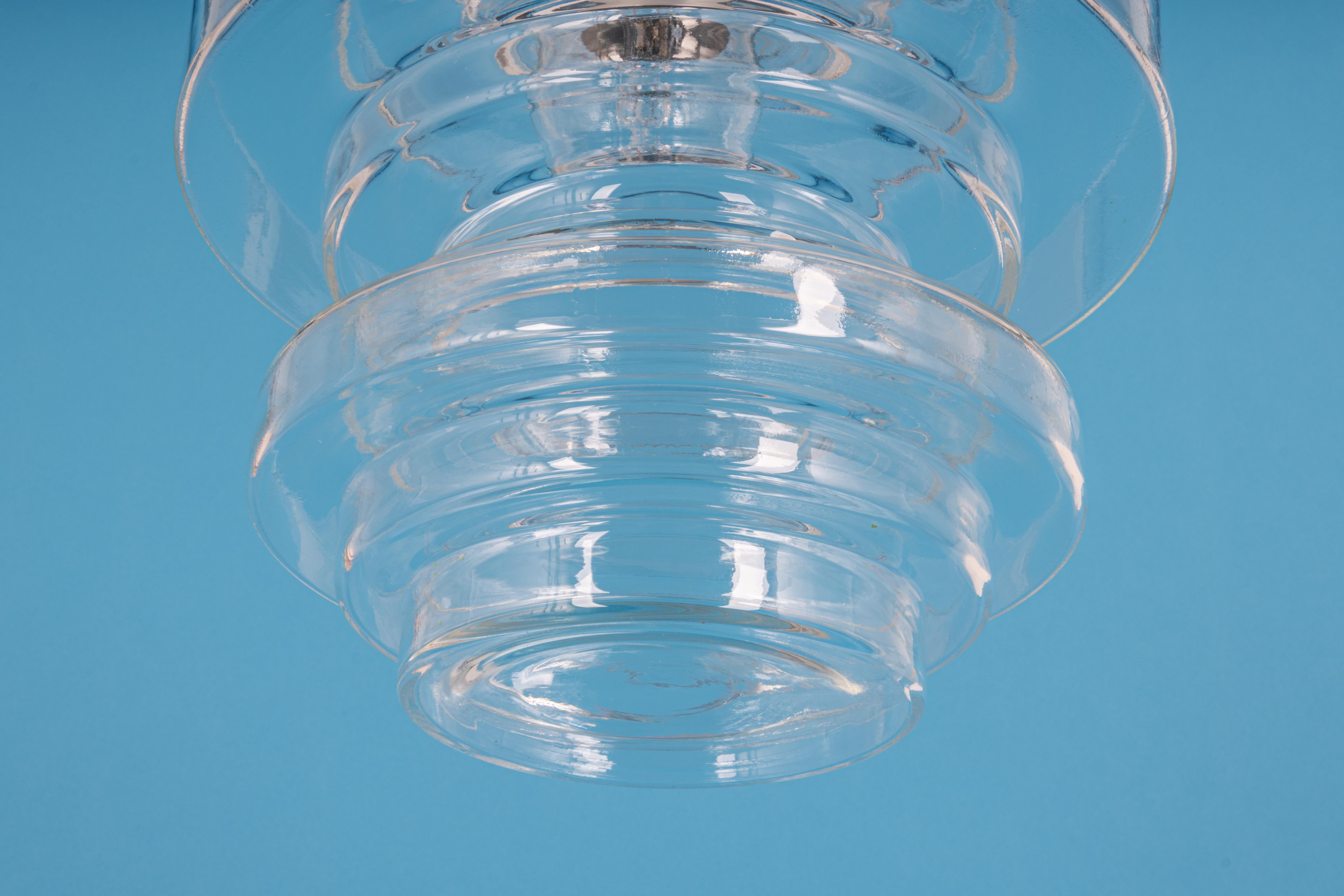 Rare Limburg Clear Glass Pendant Lamp, Germany, 1970s For Sale 9