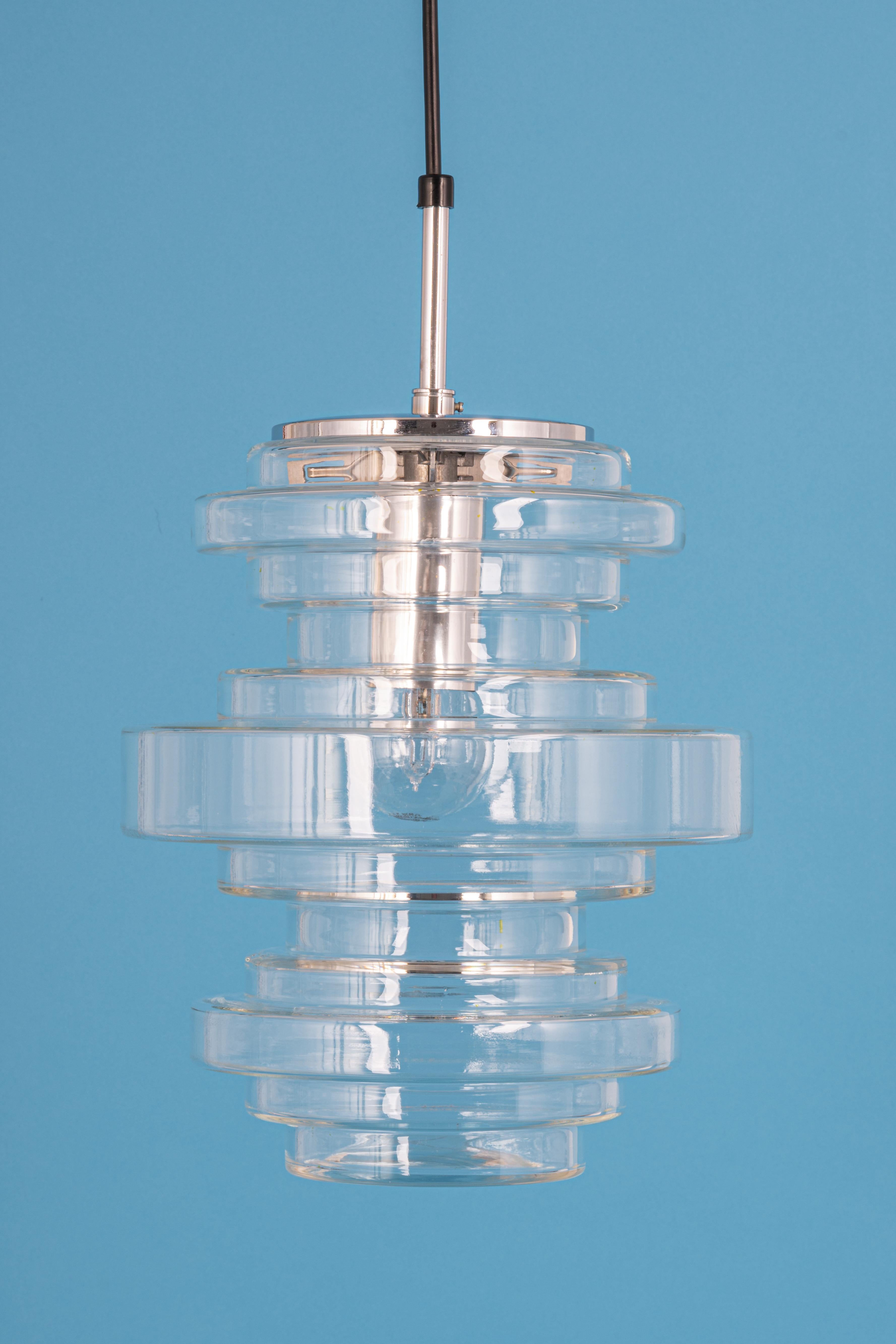 Rare Limburg Clear Glass Pendant Lamp, Germany, 1970s For Sale 10