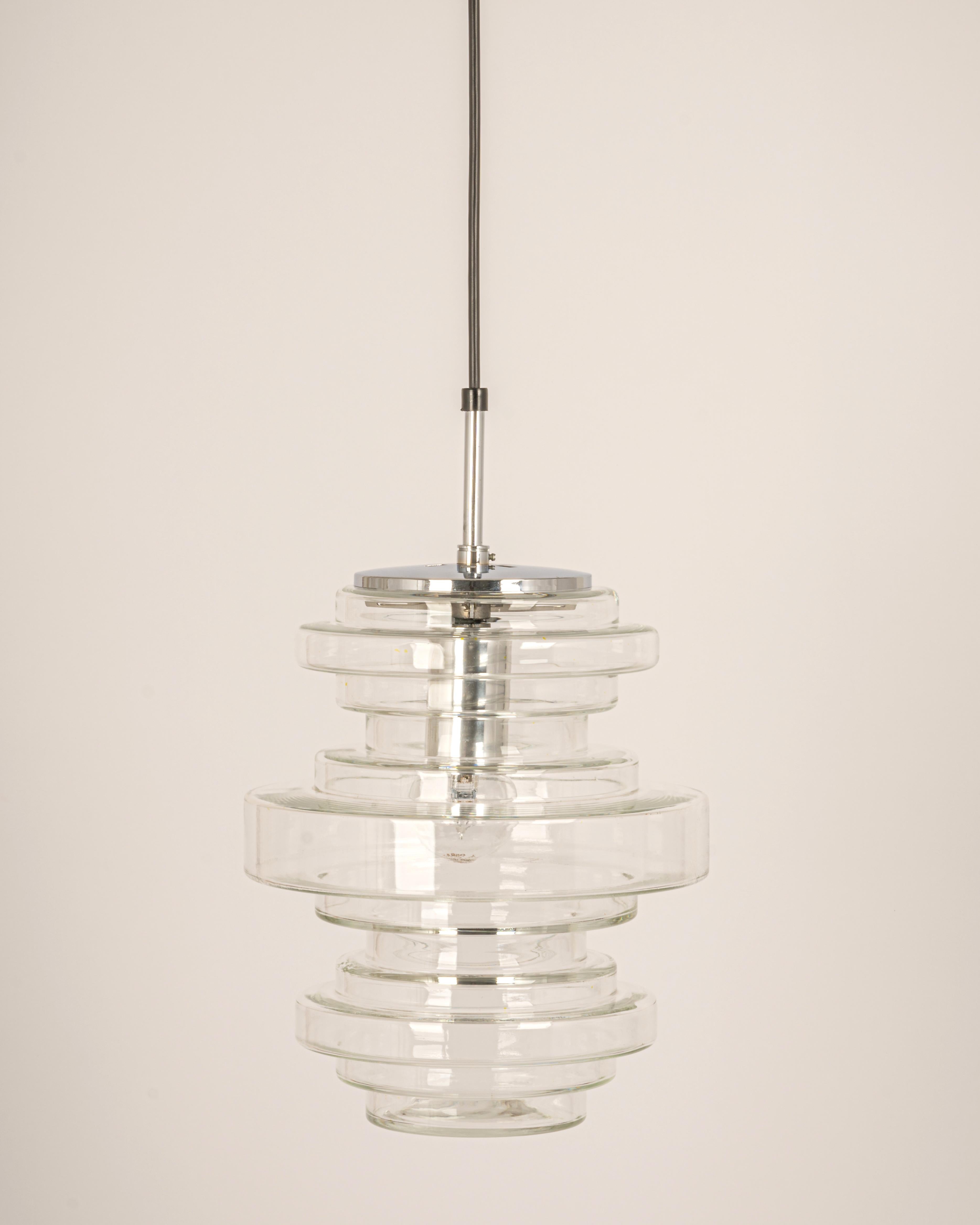 Brass Rare Limburg Clear Glass Pendant Lamp, Germany, 1970s For Sale