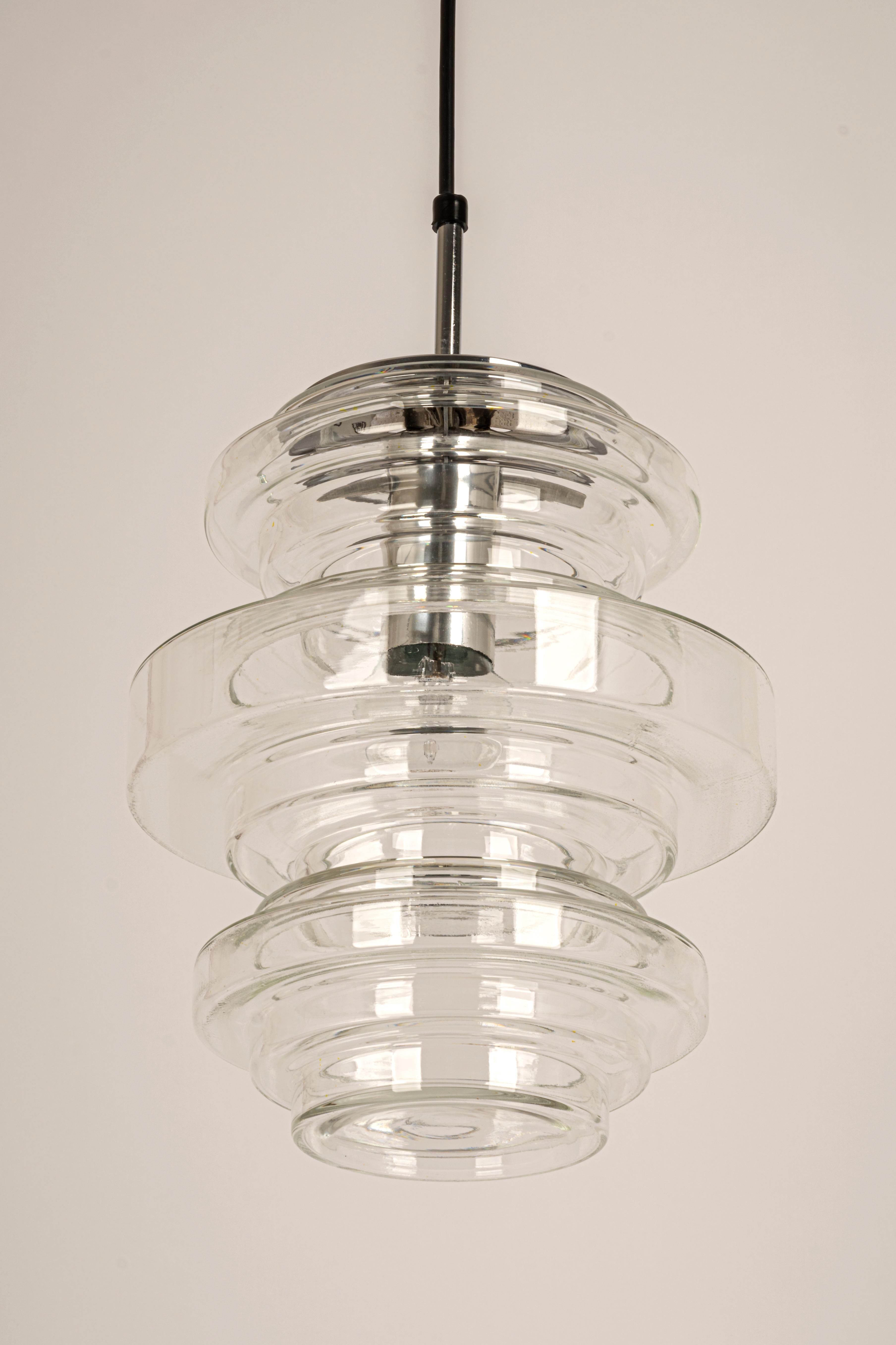 Rare Limburg Clear Glass Pendant Lamp, Germany, 1970s For Sale 1