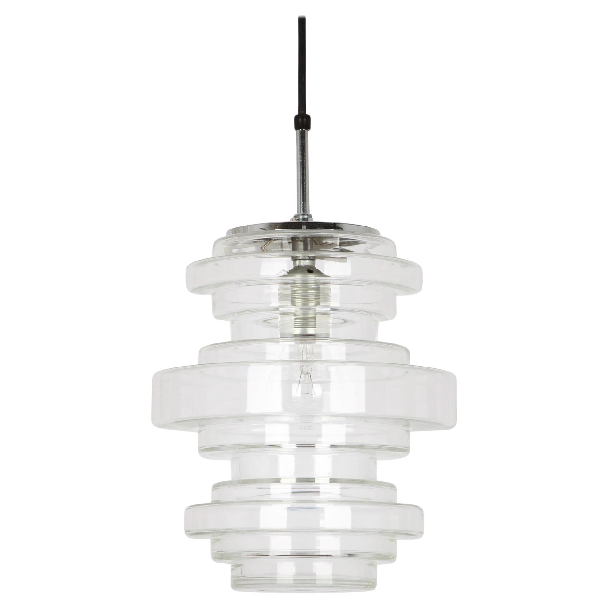 Rare Limburg Clear Glass Pendant Lamp, Germany, 1970s For Sale