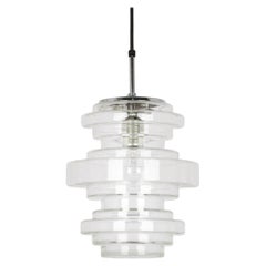 Rara lampada a sospensione in vetro trasparente Limburg, Germania, anni '70