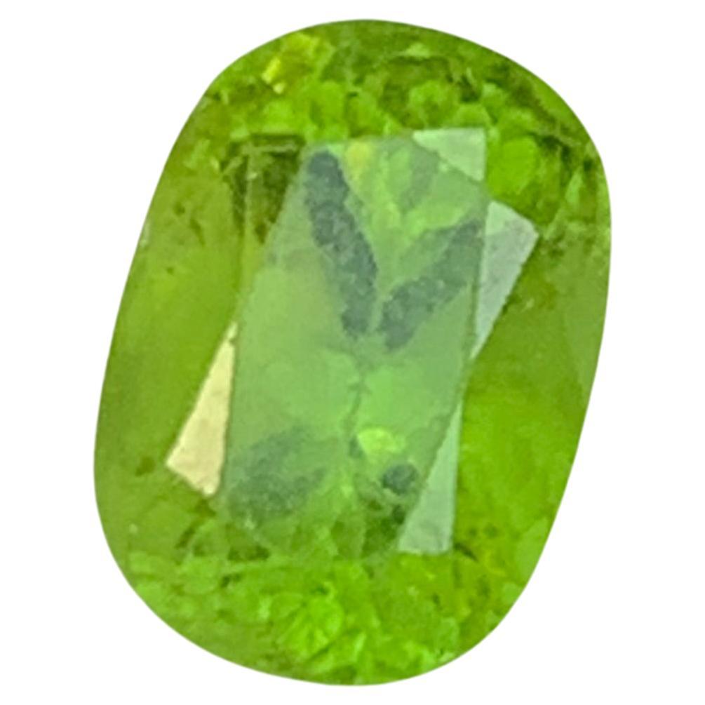 Rare Lime Green Natural Peridot Gemstone, 3.85 Ct Cushion Cut for Ring Jewelry 