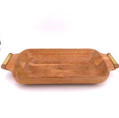 Rare Limed Oak Bowl with Handles by Mary Wright Signed