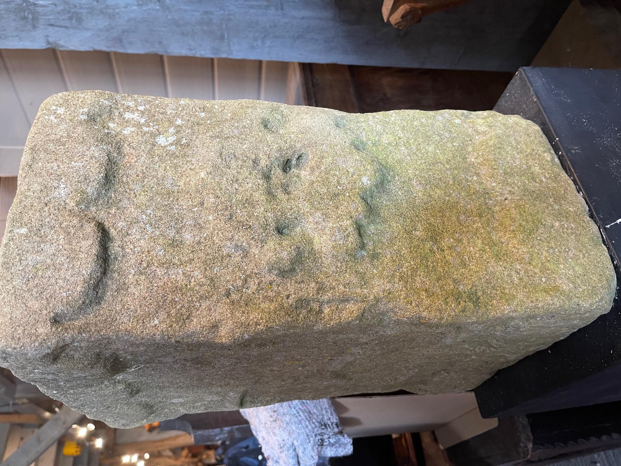 18th Century and Earlier Rare limestone carved date stone 1672 with initials HX For Sale