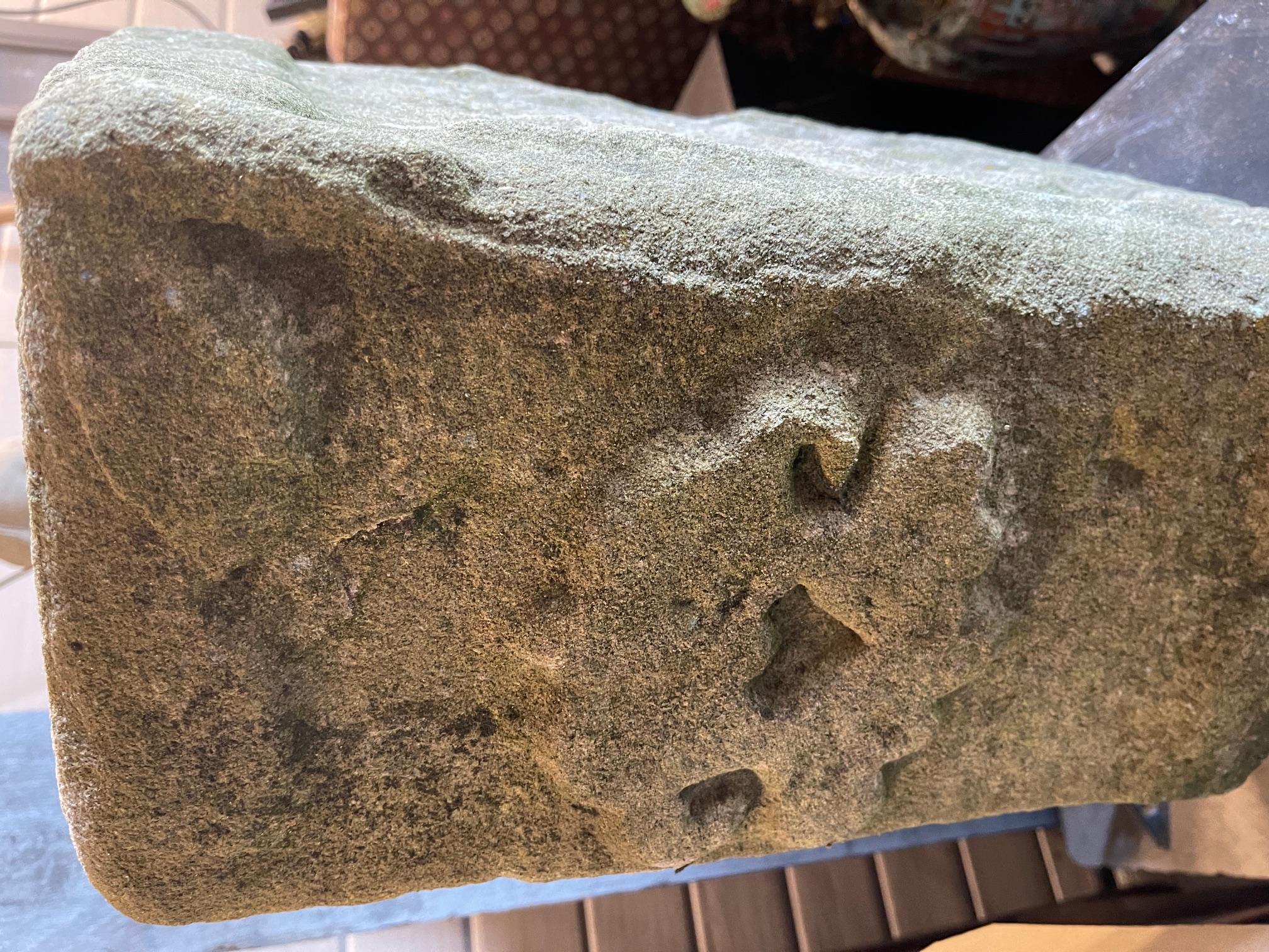 Limestone Rare limestone carved date stone 1672 with initials HX For Sale