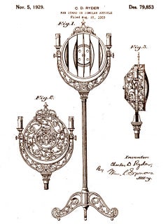 Rare Liminaire Filagree Floor Fan Lamp