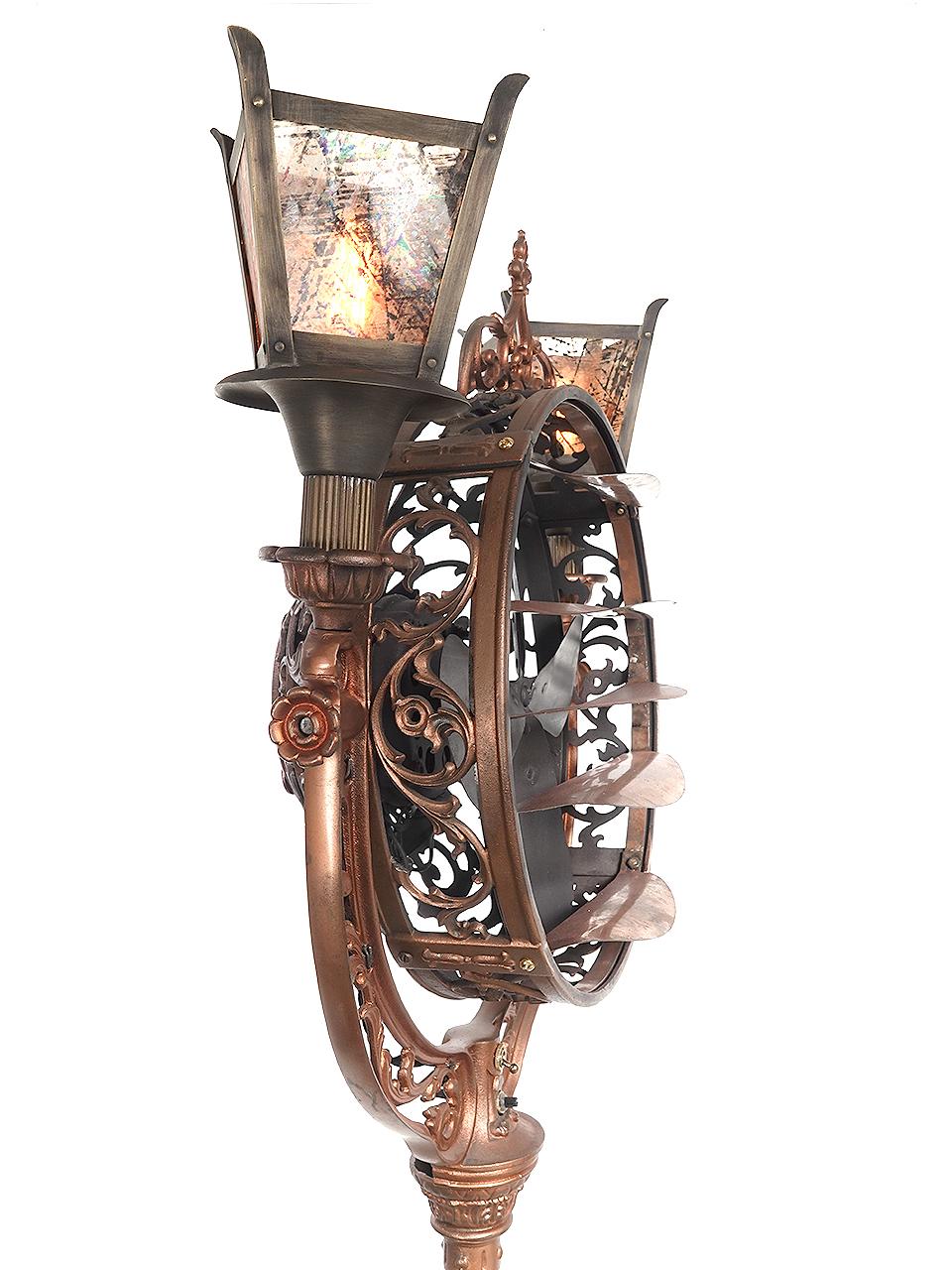 Art Nouveau Rare Liminaire Filagree Floor Fan Lamp