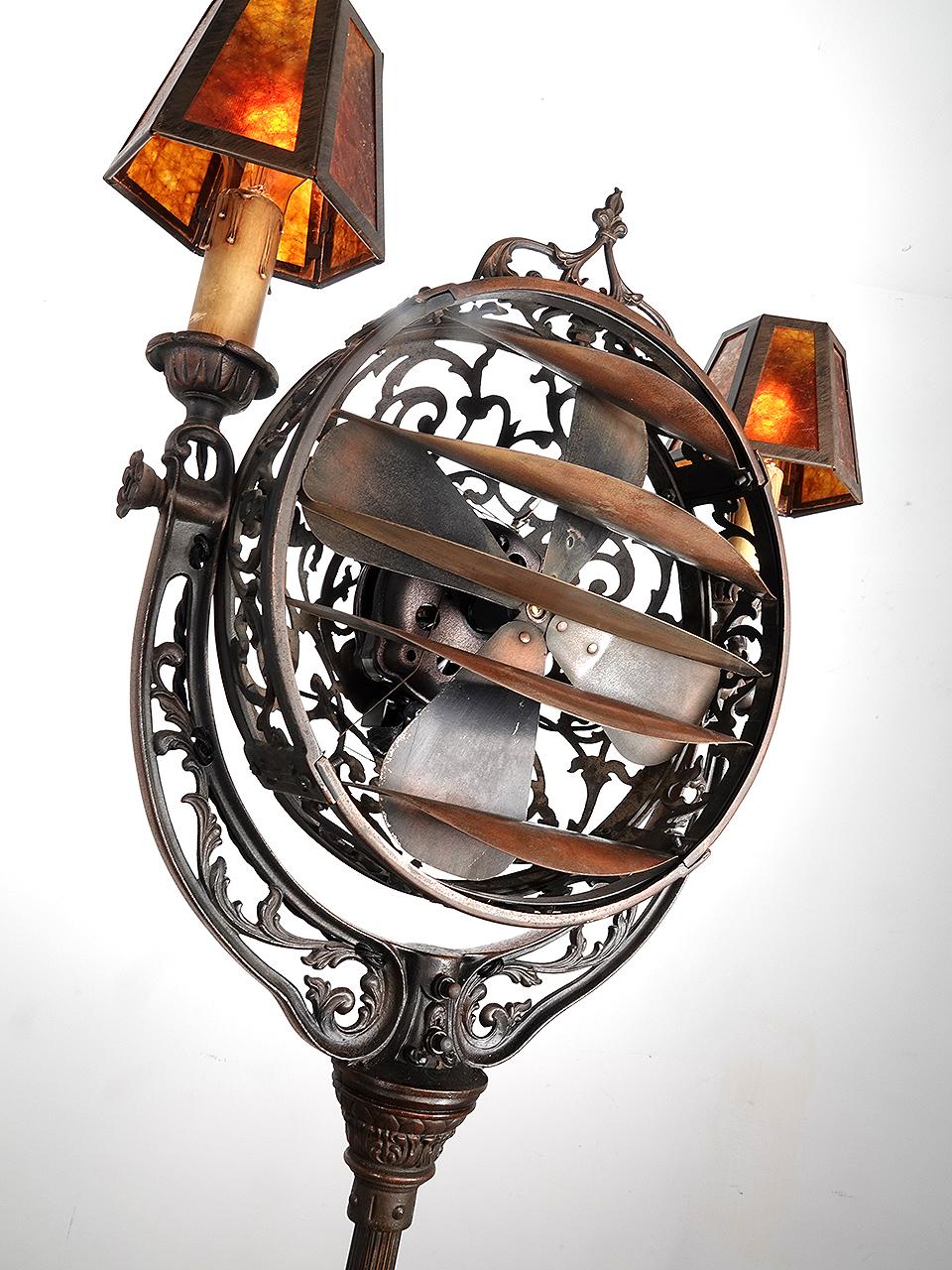 Rare Liminaire Filagree Floor Fan Lamp In Good Condition In Peekskill, NY