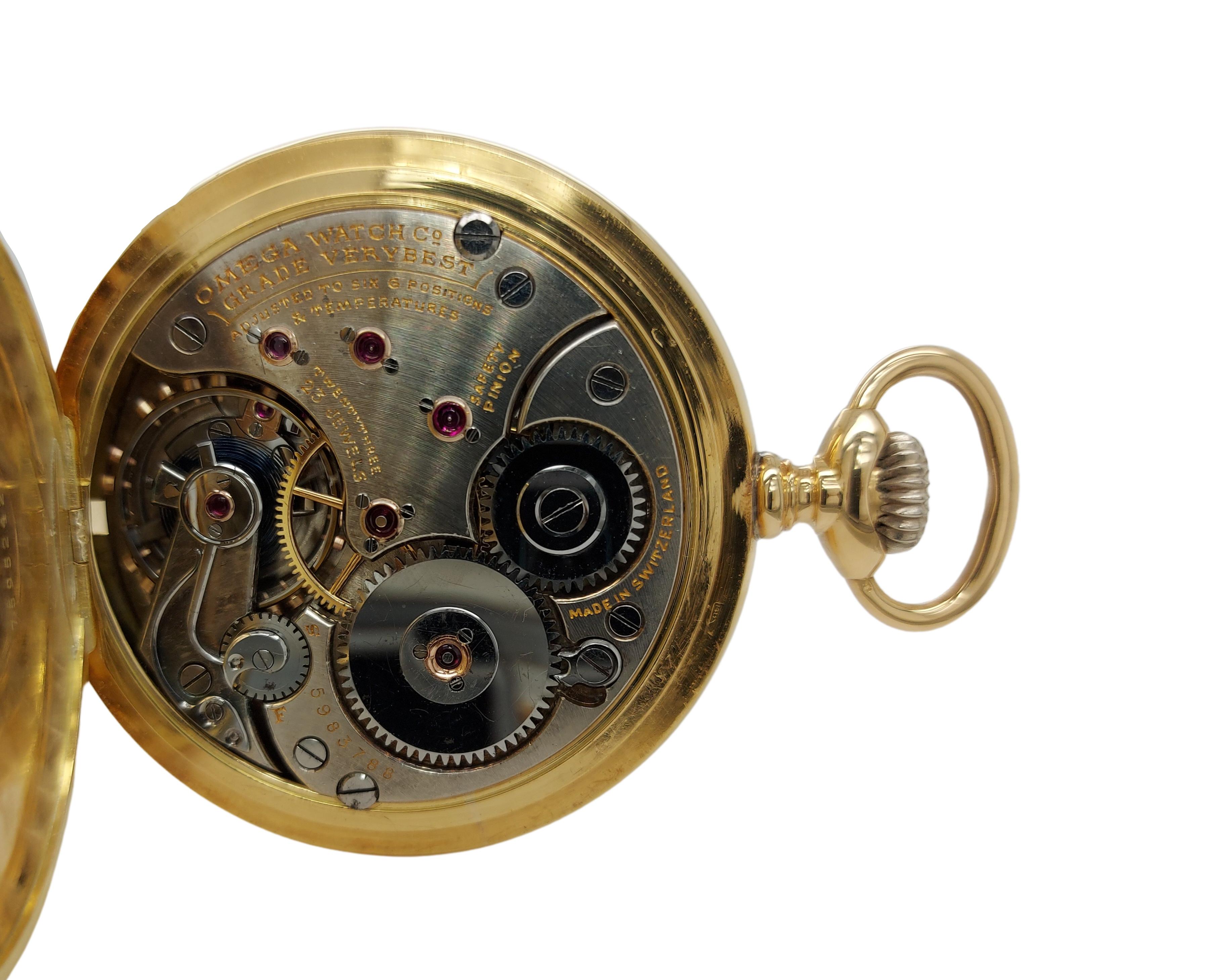 Artisan Rare montre à gousset Savonette Omega Chronomètre en or 18 carats, de qualité supérieure en vente