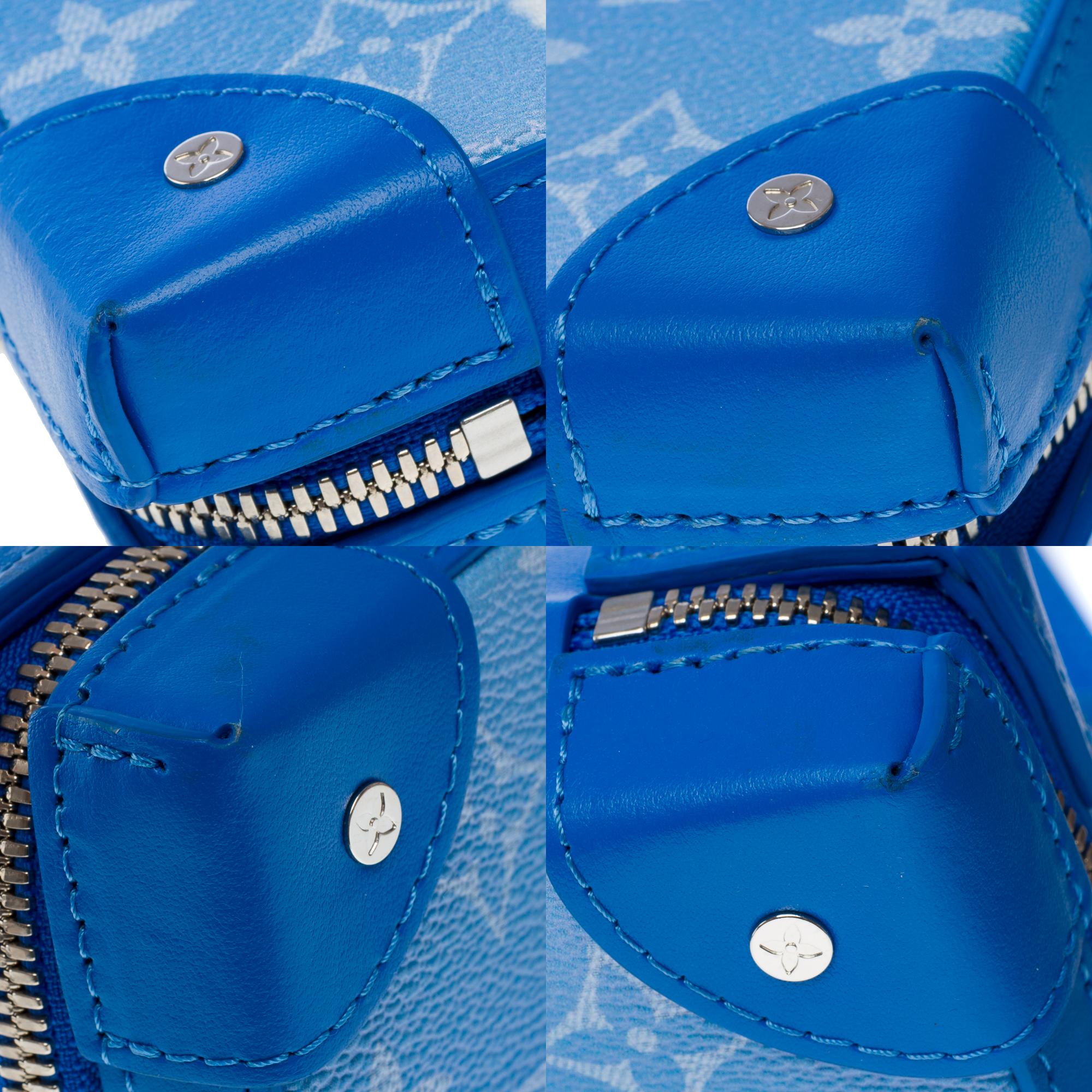 Rare Limited edition Clouds Louis Vuitton Soft Trunk in blue canvas , PHW 6